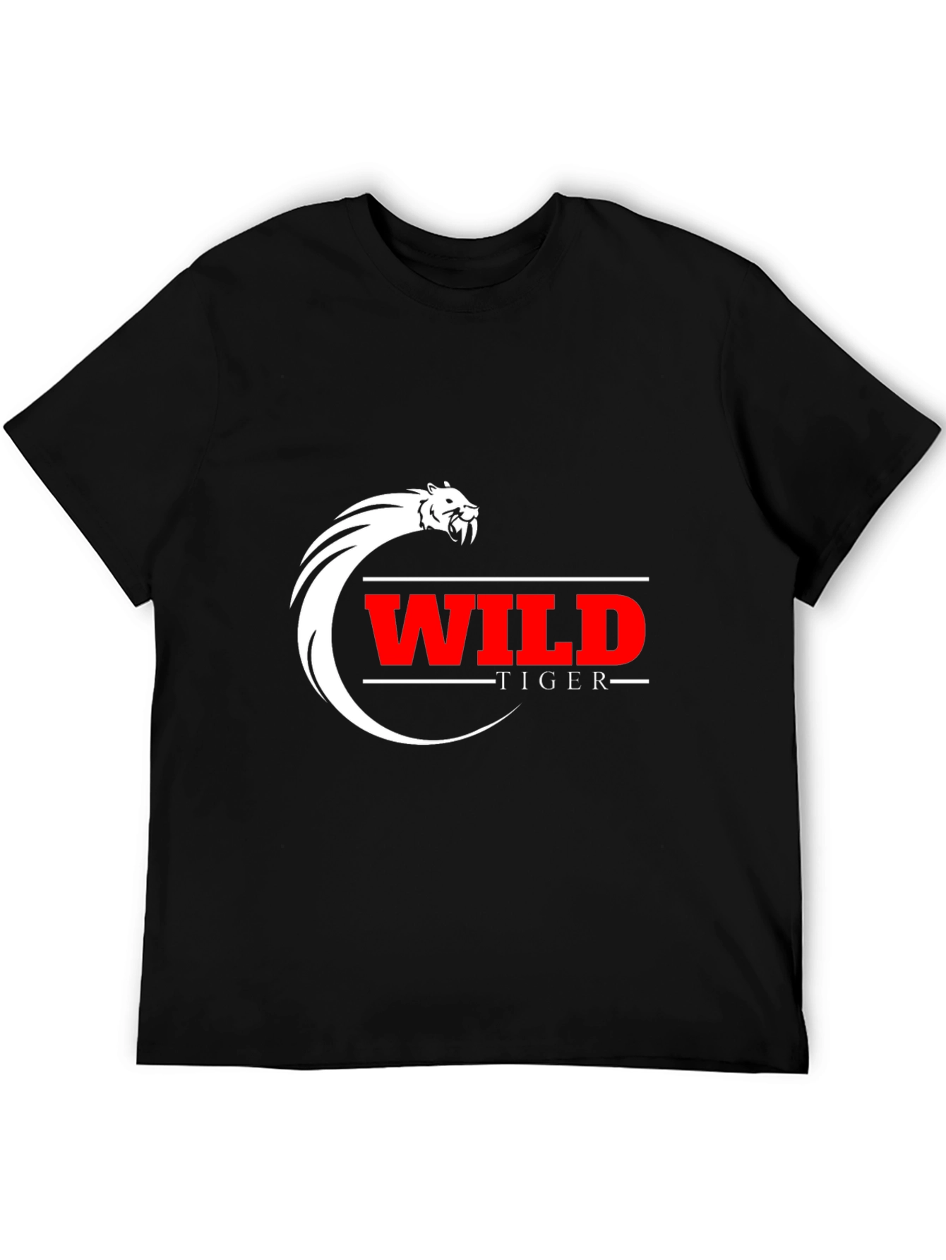 Wild Tiger Graphic Tee - Black Cotton Blend T-Shirt