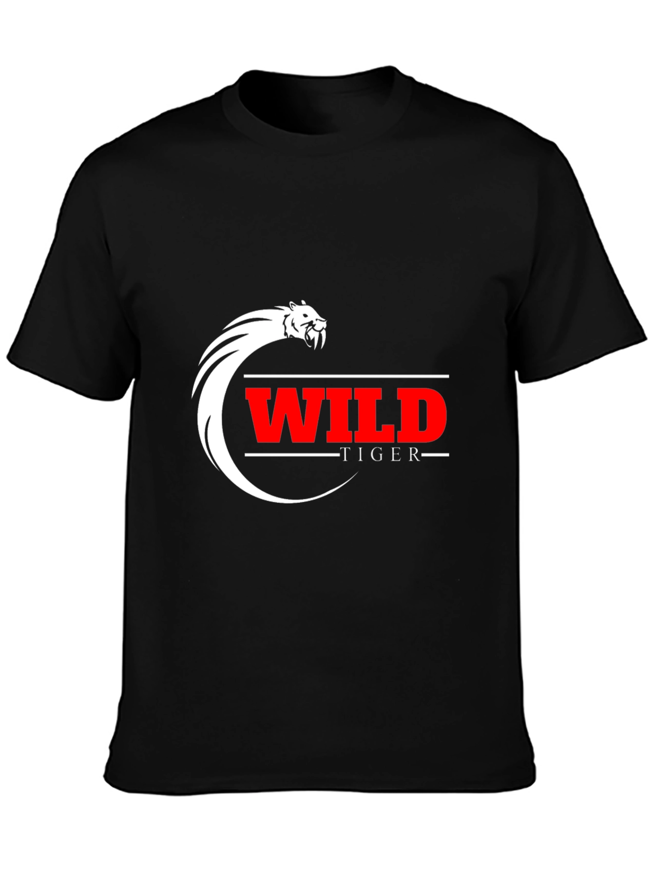 Wild Tiger Graphic Tee - Black Cotton Blend T-Shirt