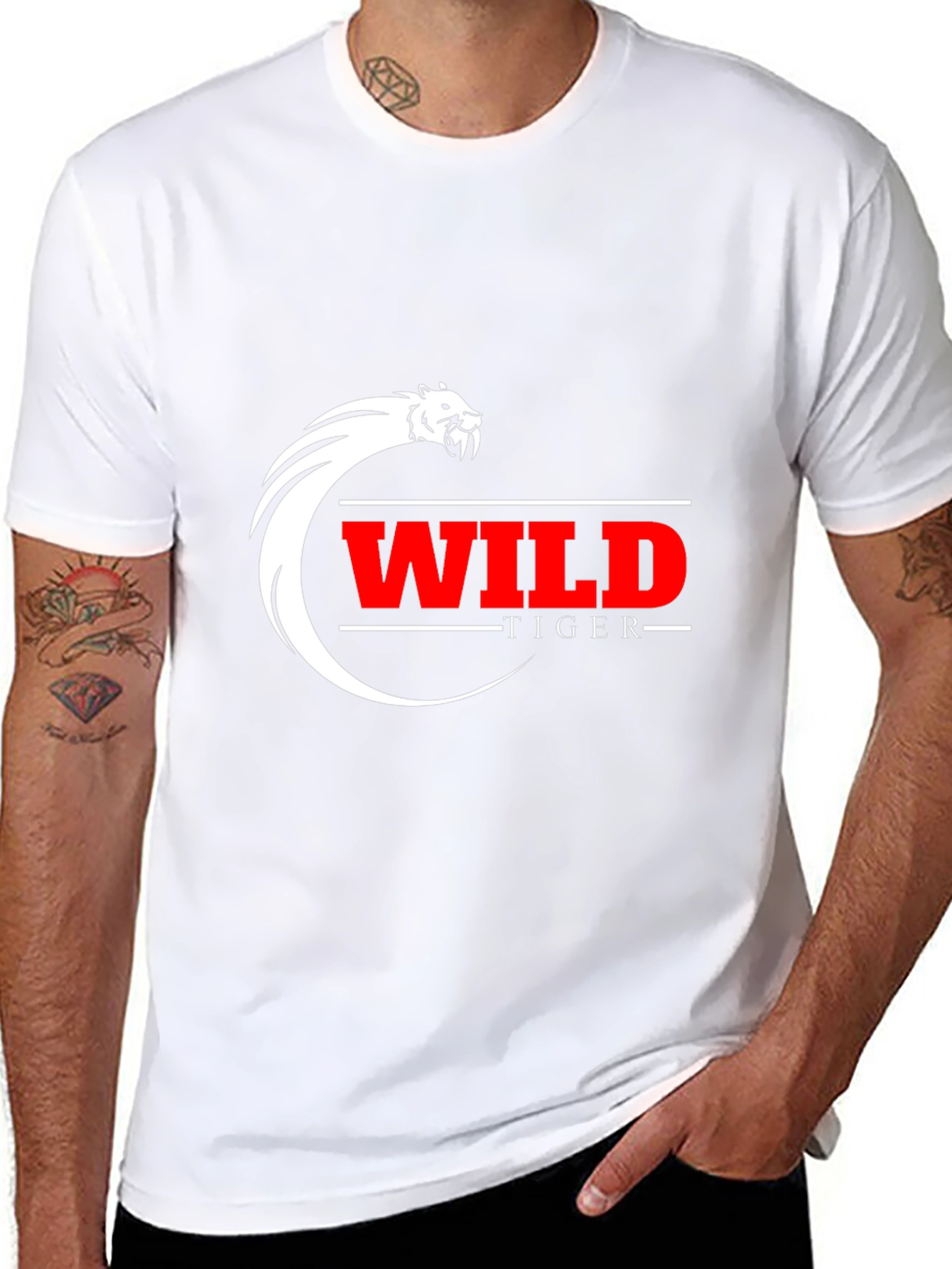 Wild Tiger Graphic Tee - Black Cotton Blend T-Shirt