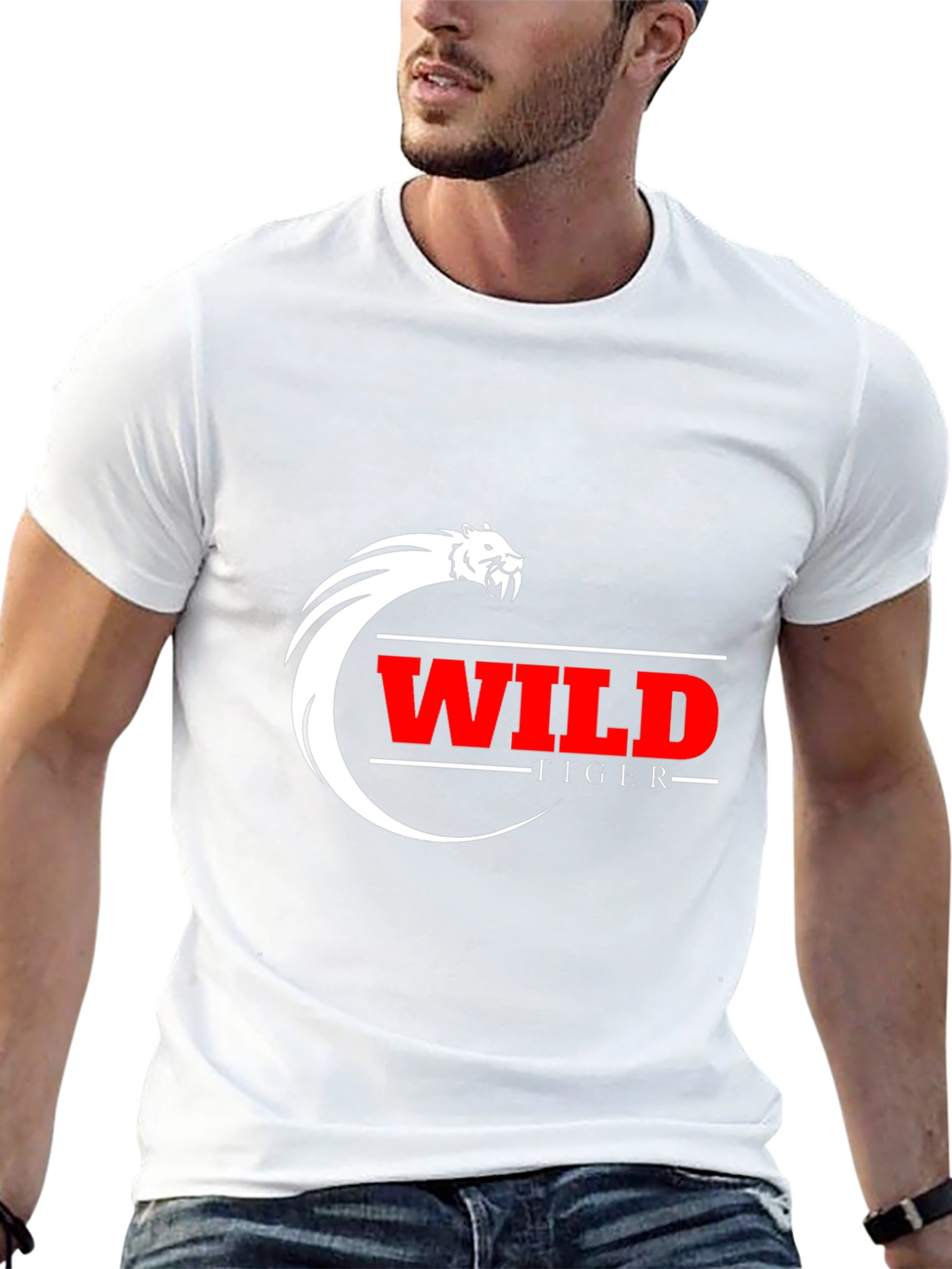 Wild Tiger Graphic Tee - Black Cotton Blend T-Shirt