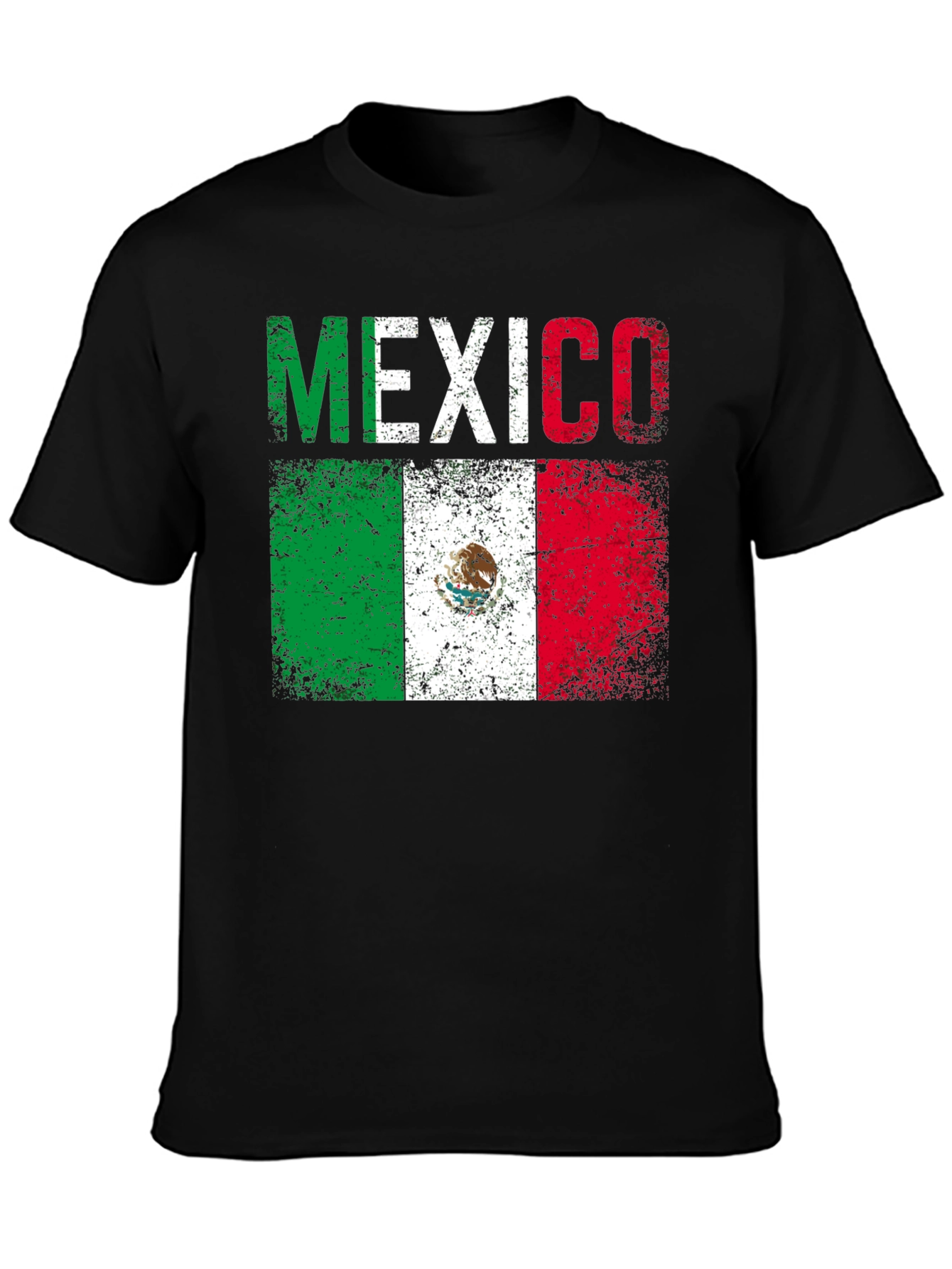 Distressed Mexico Flag Graphic T-Shirt