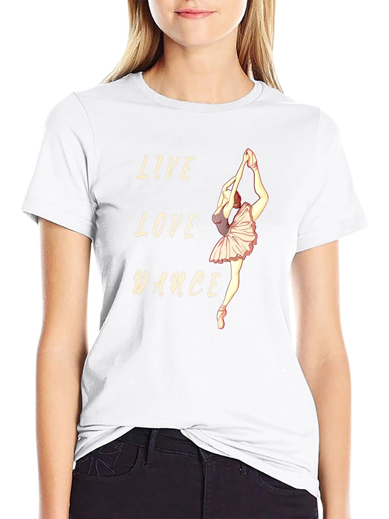 Live Love Dance T-Shirt - Ballerina Graphic Tee
