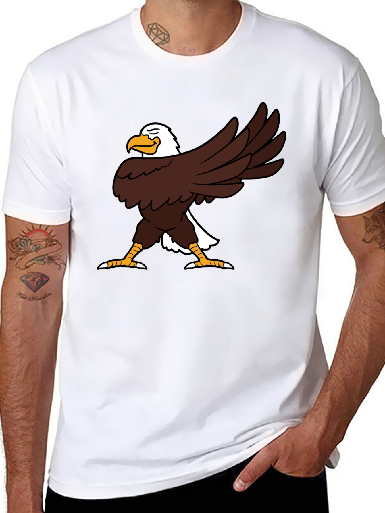 Funny Eagle Cartoon Black T-Shirt