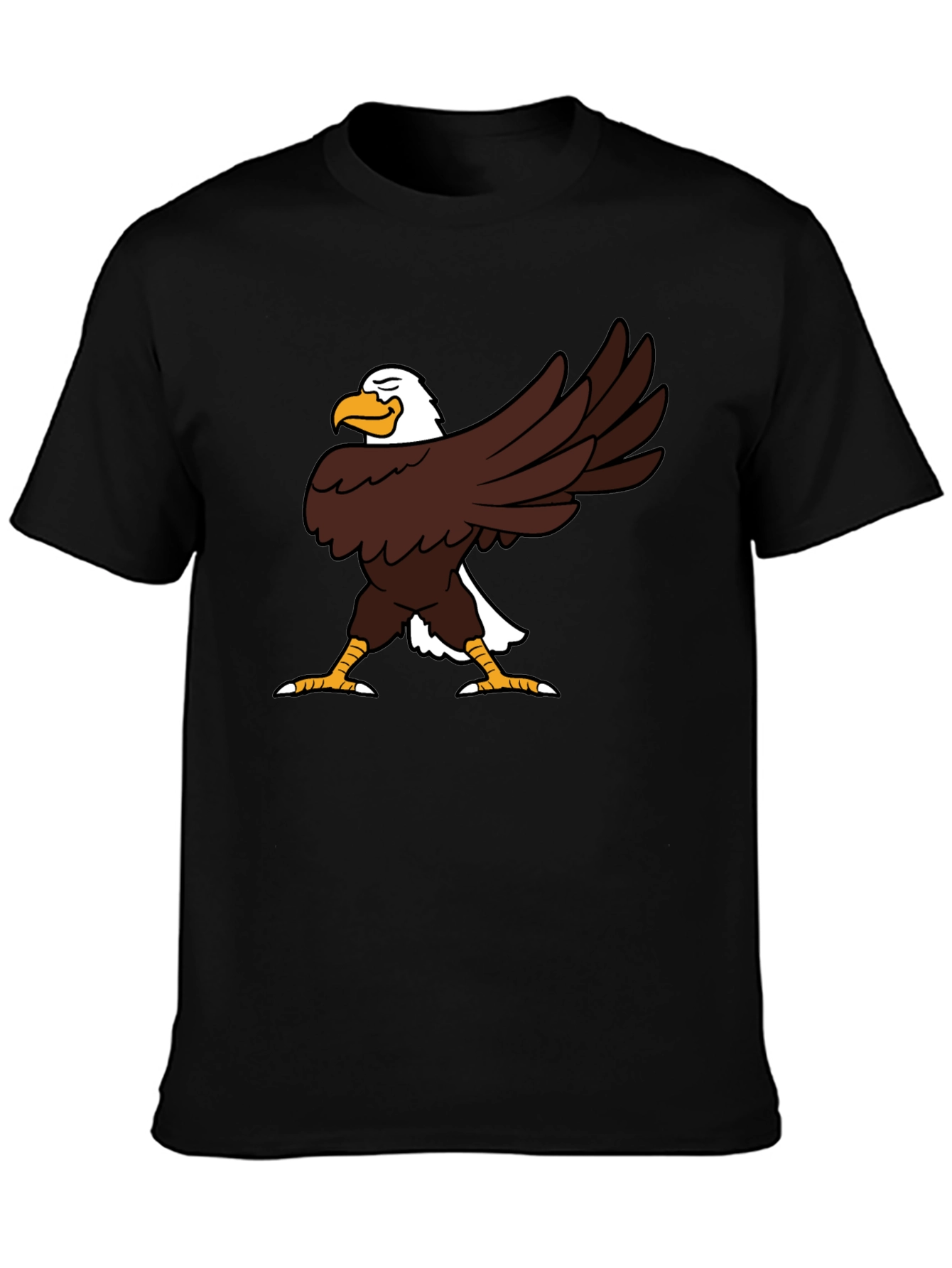 Funny Eagle Cartoon Black T-Shirt