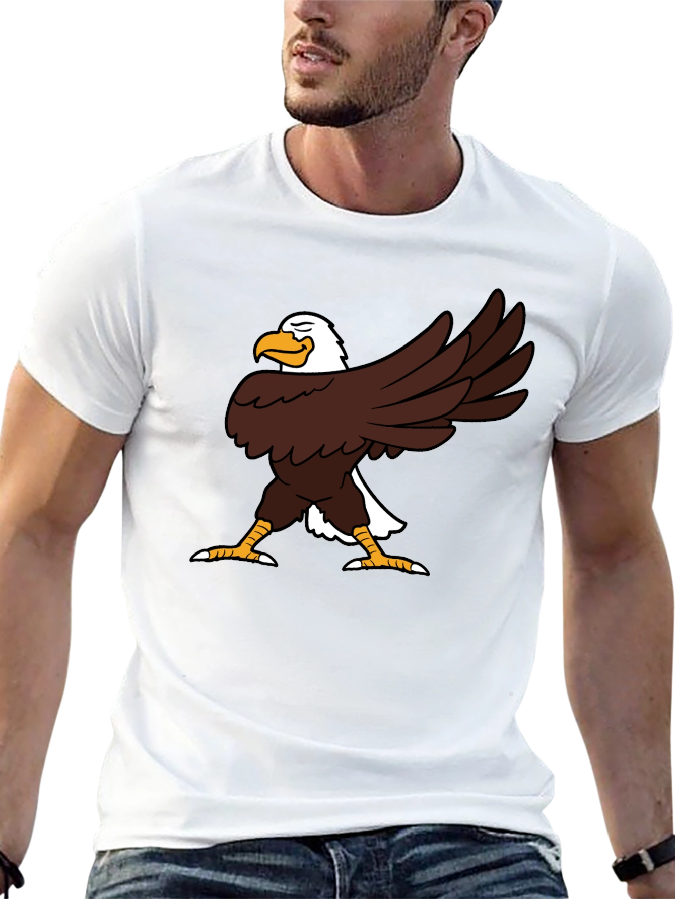 Funny Eagle Cartoon Black T-Shirt
