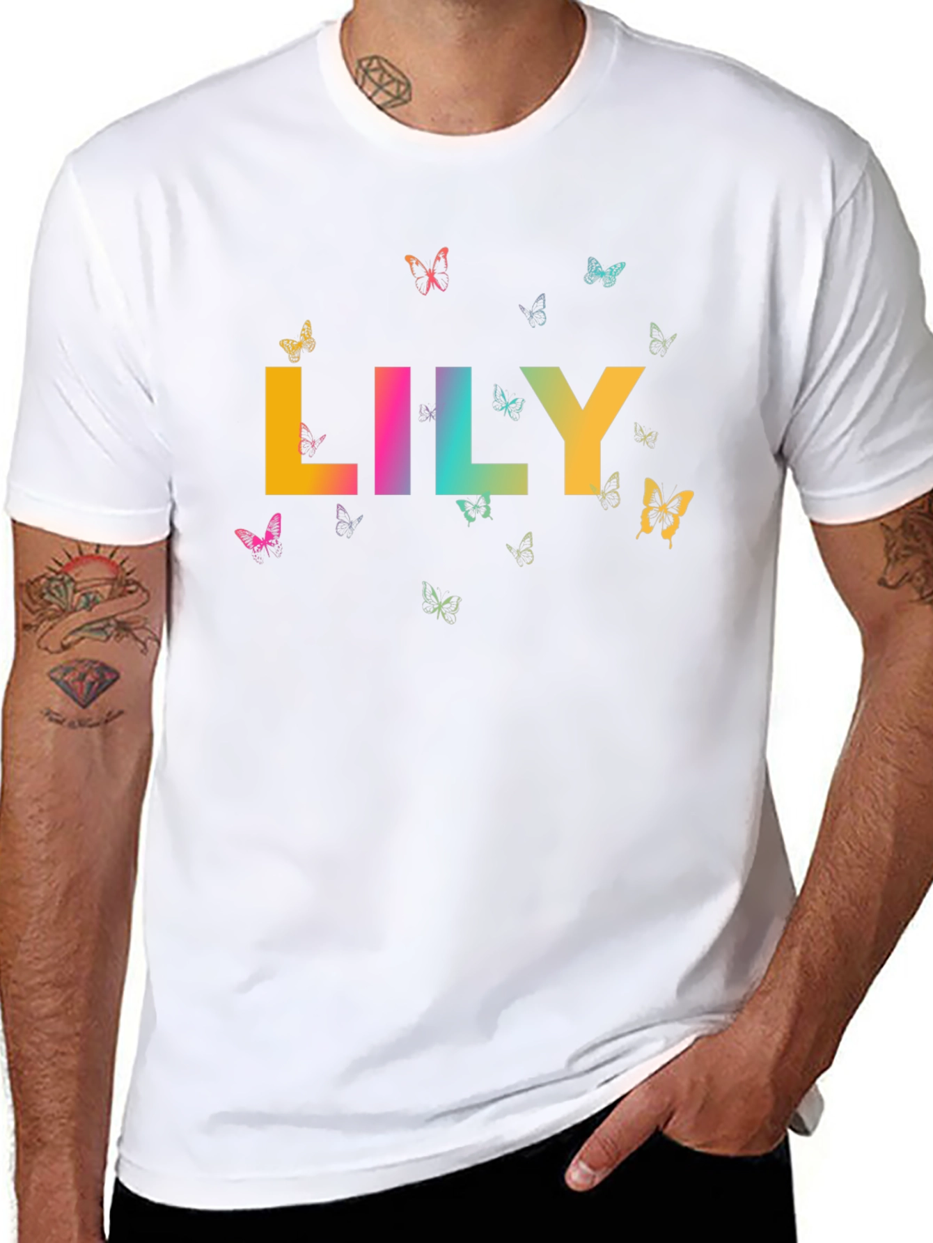 Personalized Lily Butterfly Graphic Tee