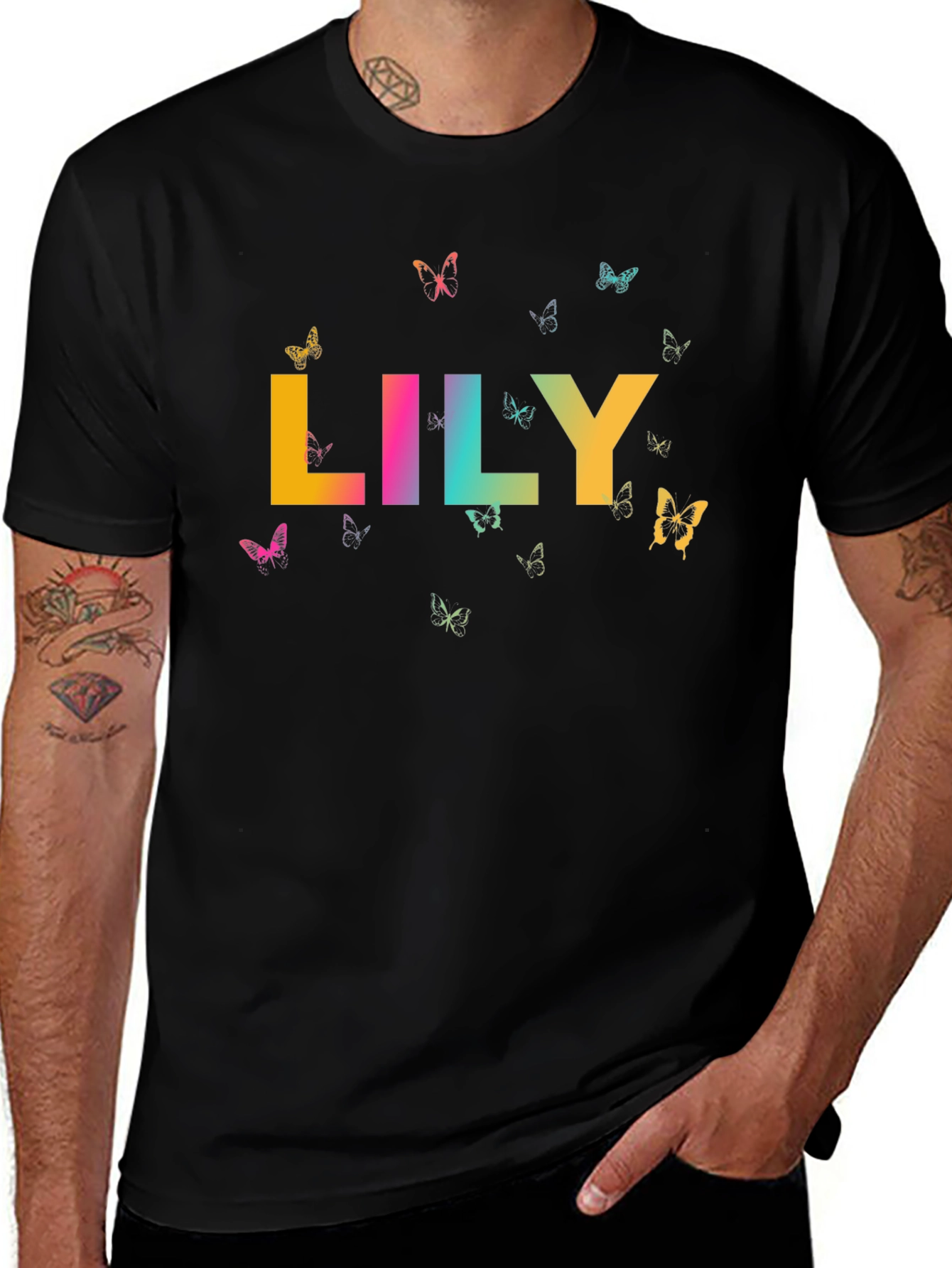 Personalized Lily Butterfly Graphic Tee