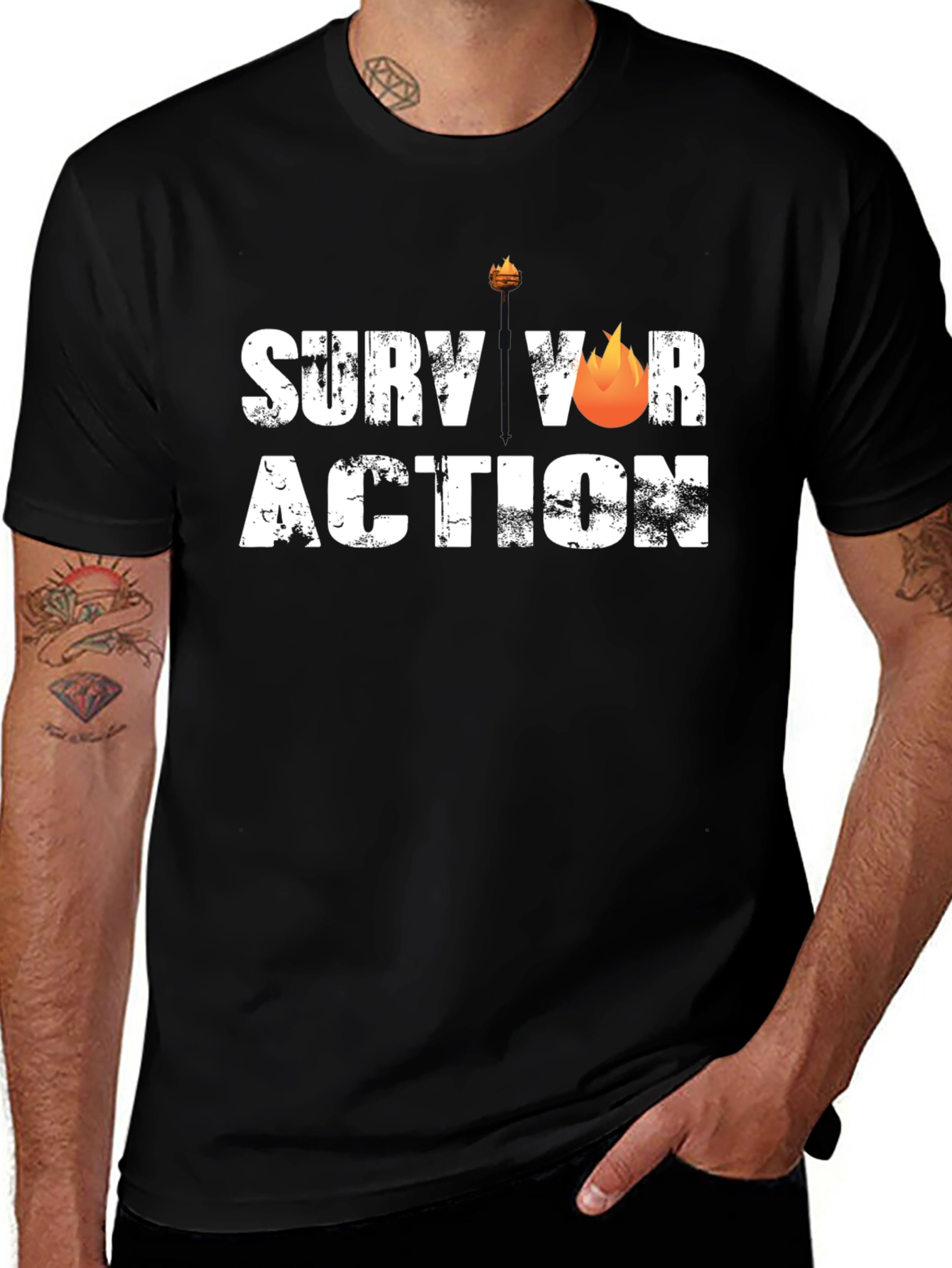 Survivor Action Black T-Shirt