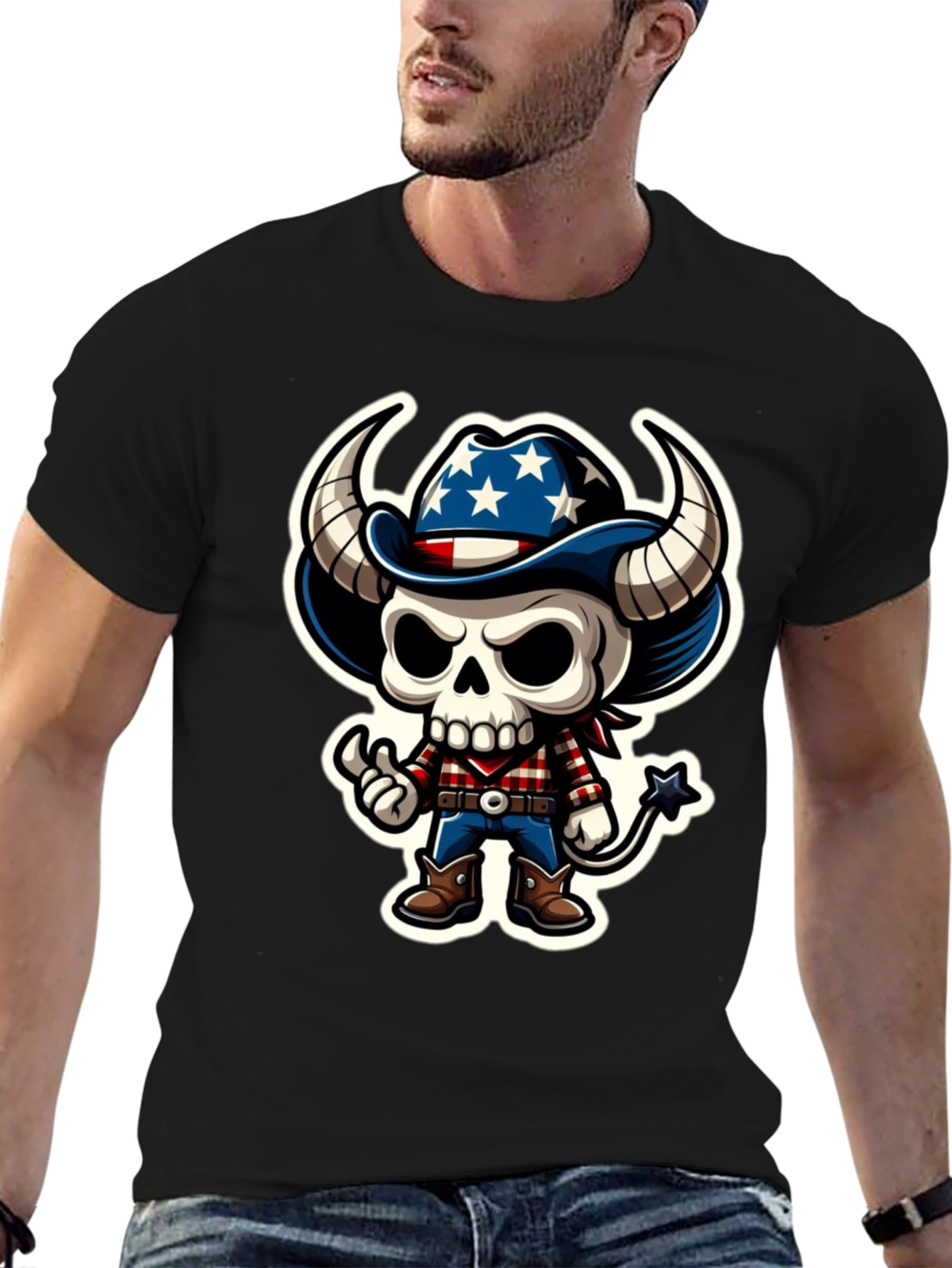 American Cowboy Skeleton Graphic Tee