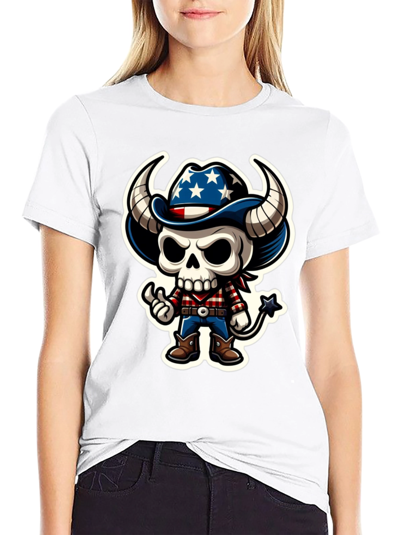 American Cowboy Skeleton Graphic Tee