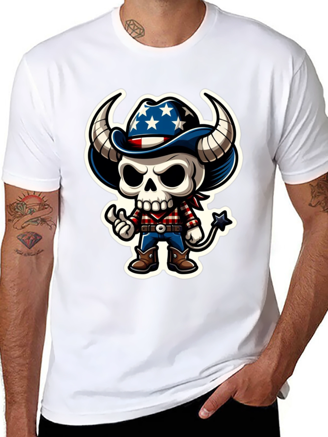 American Cowboy Skeleton Graphic Tee