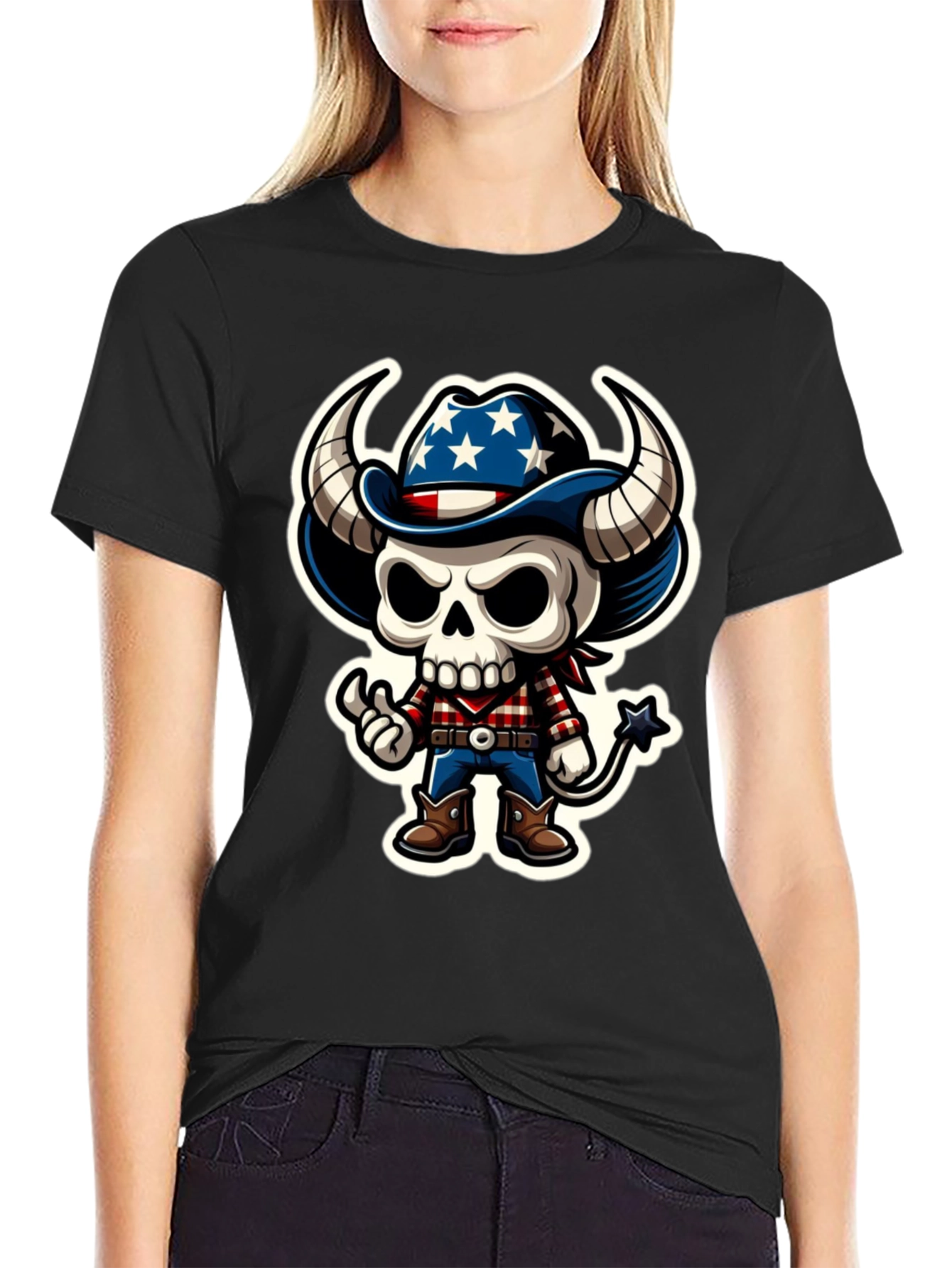 American Cowboy Skeleton Graphic Tee