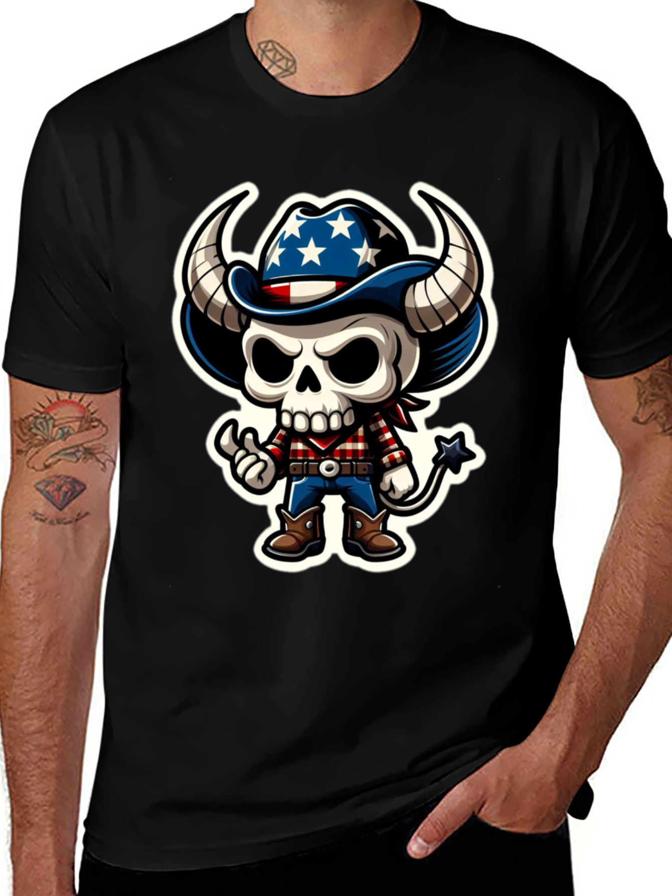 American Cowboy Skeleton Graphic Tee