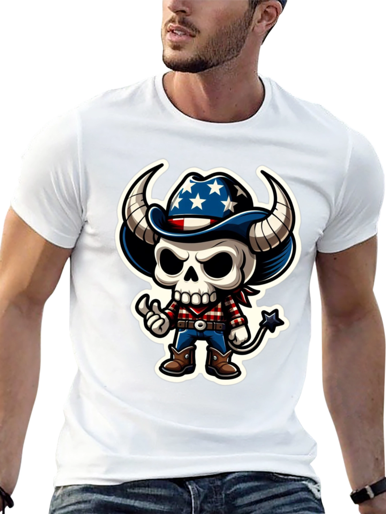 American Cowboy Skeleton Graphic Tee