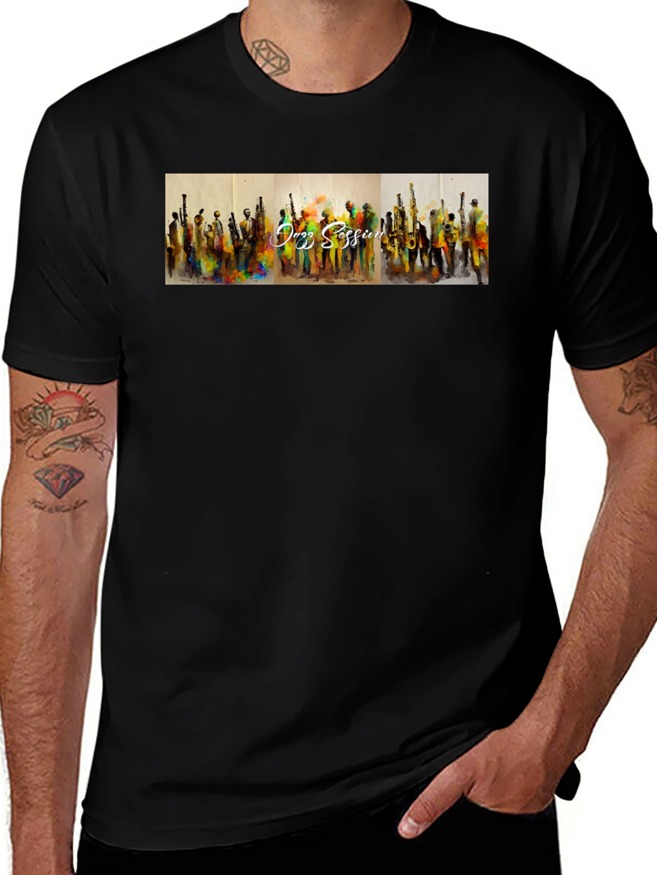 Jazz Session Black T-Shirt - Music Lovers