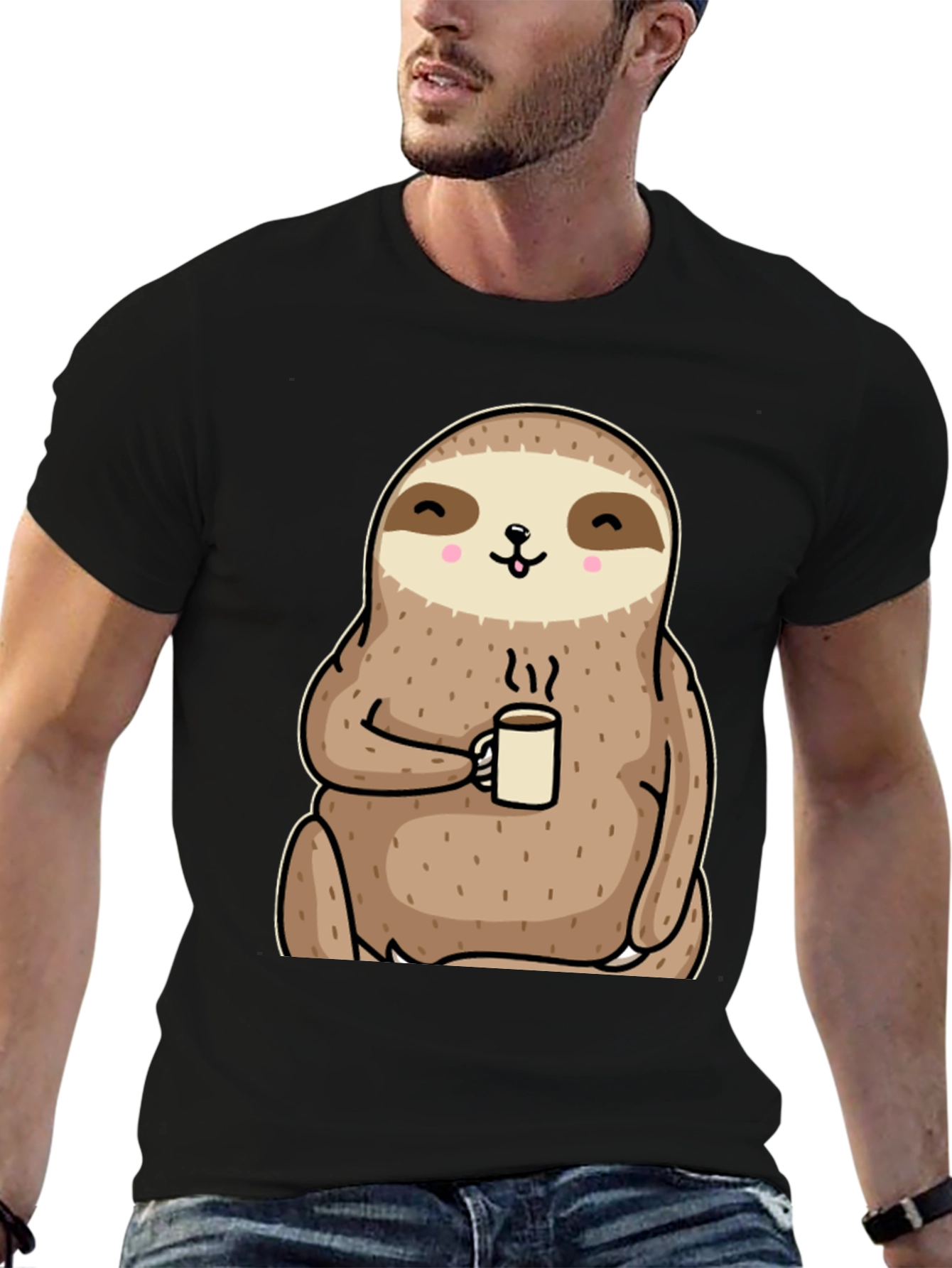 Sloth Coffee Graphic Tee - Relaxed Comfort
