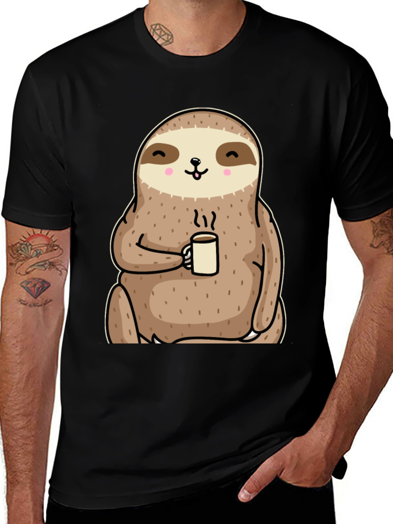 Sloth Coffee Graphic Tee - Relaxed Comfort