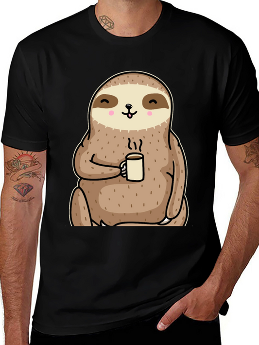 Sloth Coffee Graphic Tee - Relaxed Comfort