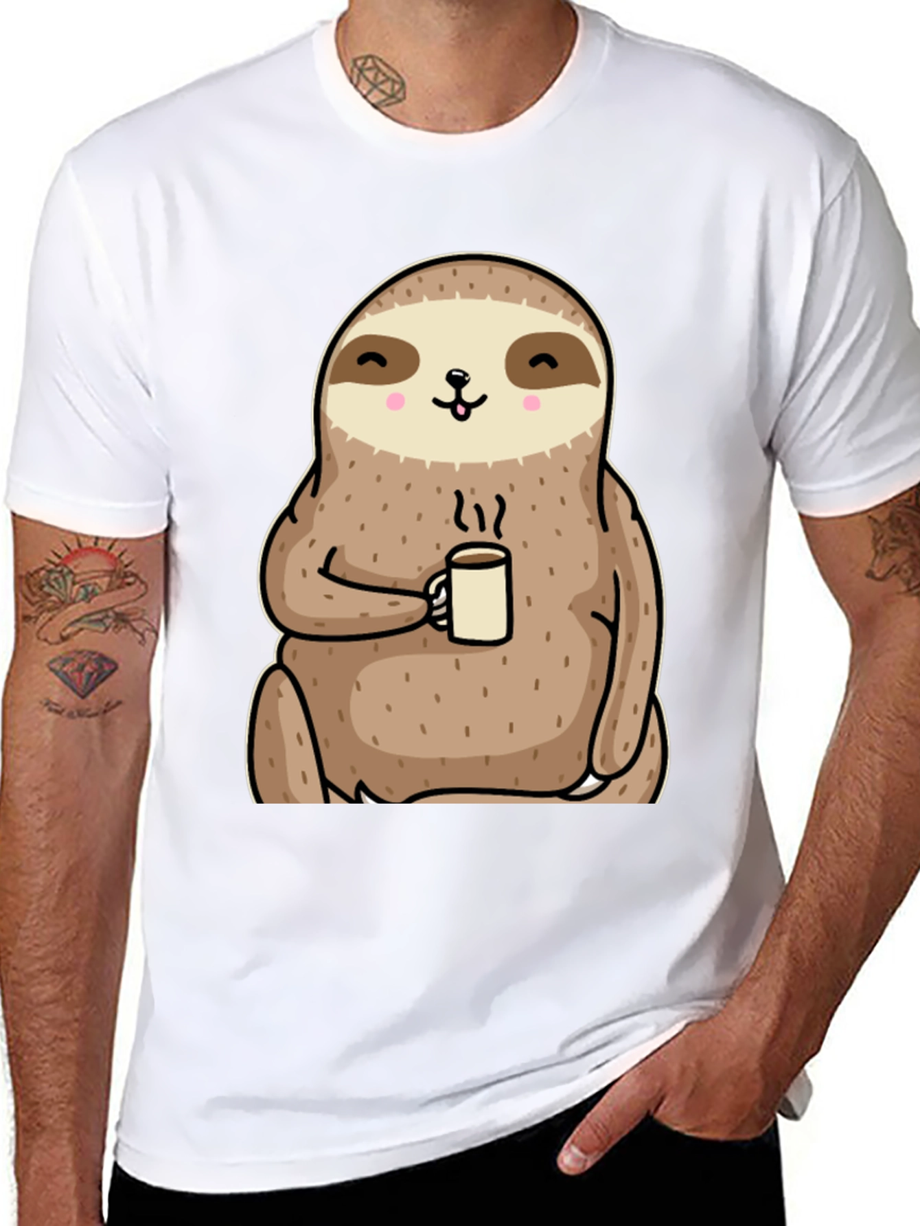 Sloth Coffee Graphic Tee - Relaxed Comfort