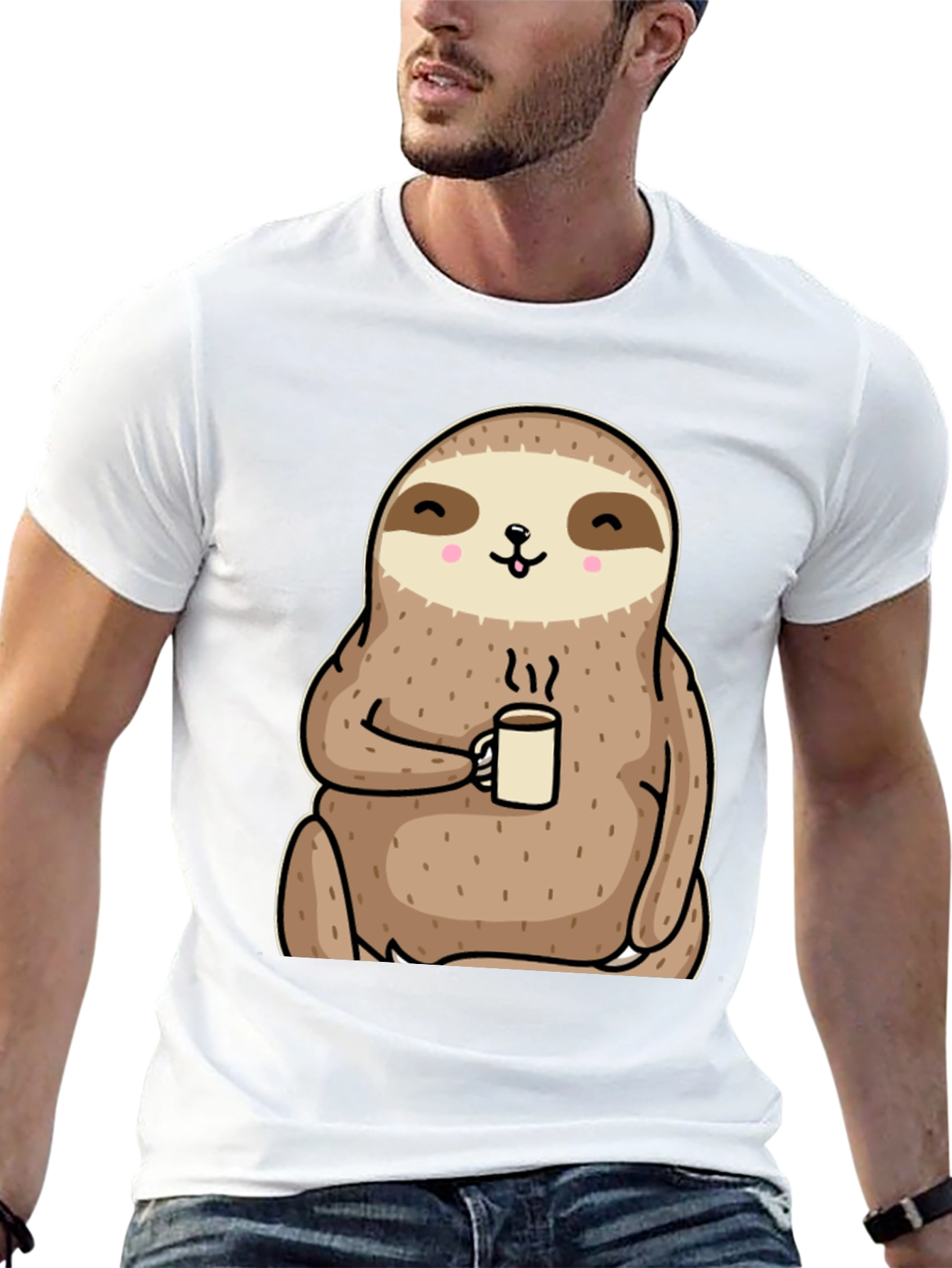 Sloth Coffee Graphic Tee - Relaxed Comfort