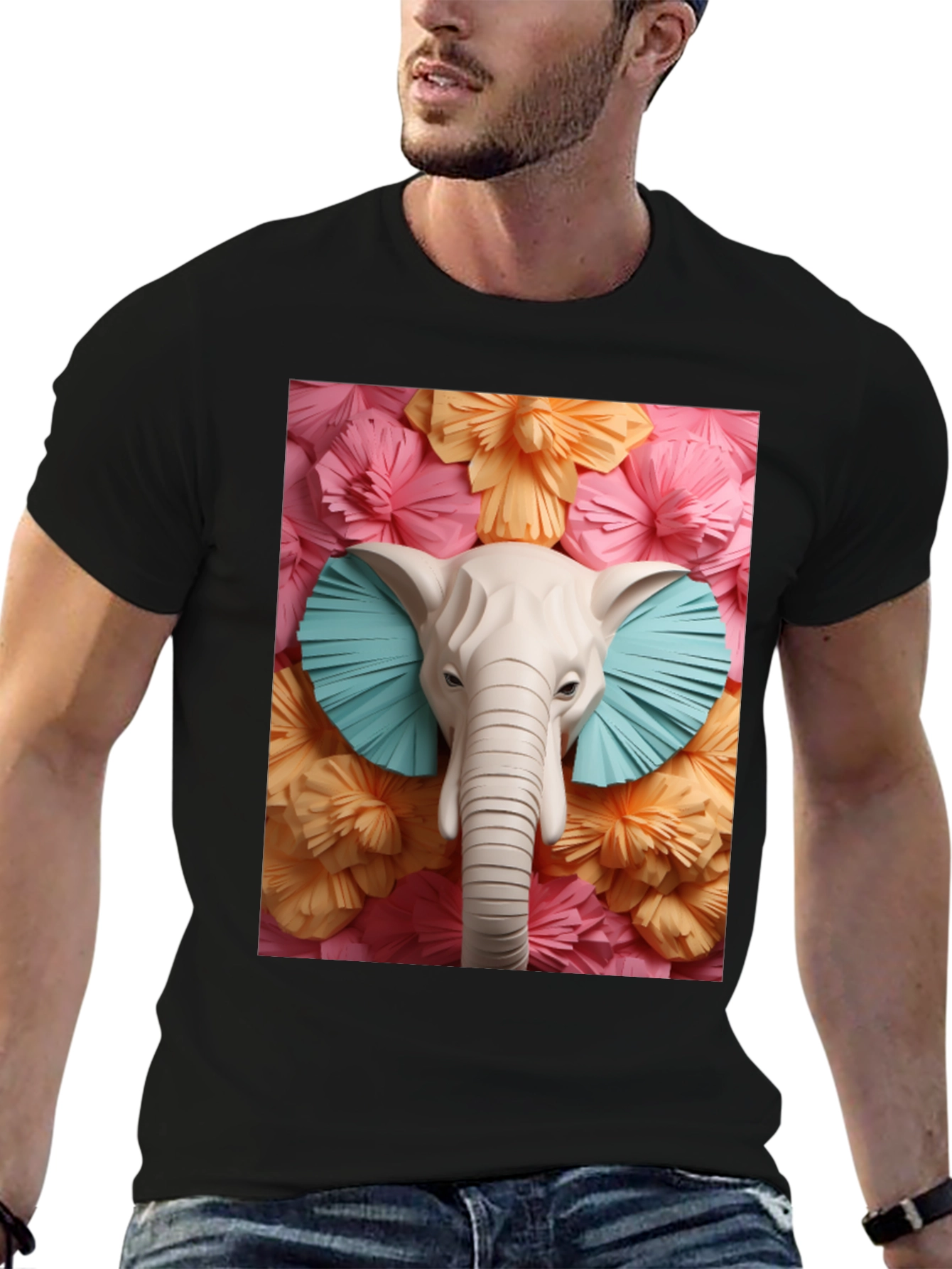 Elephant Floral Tee - Unique Graphic Print T-Shirt
