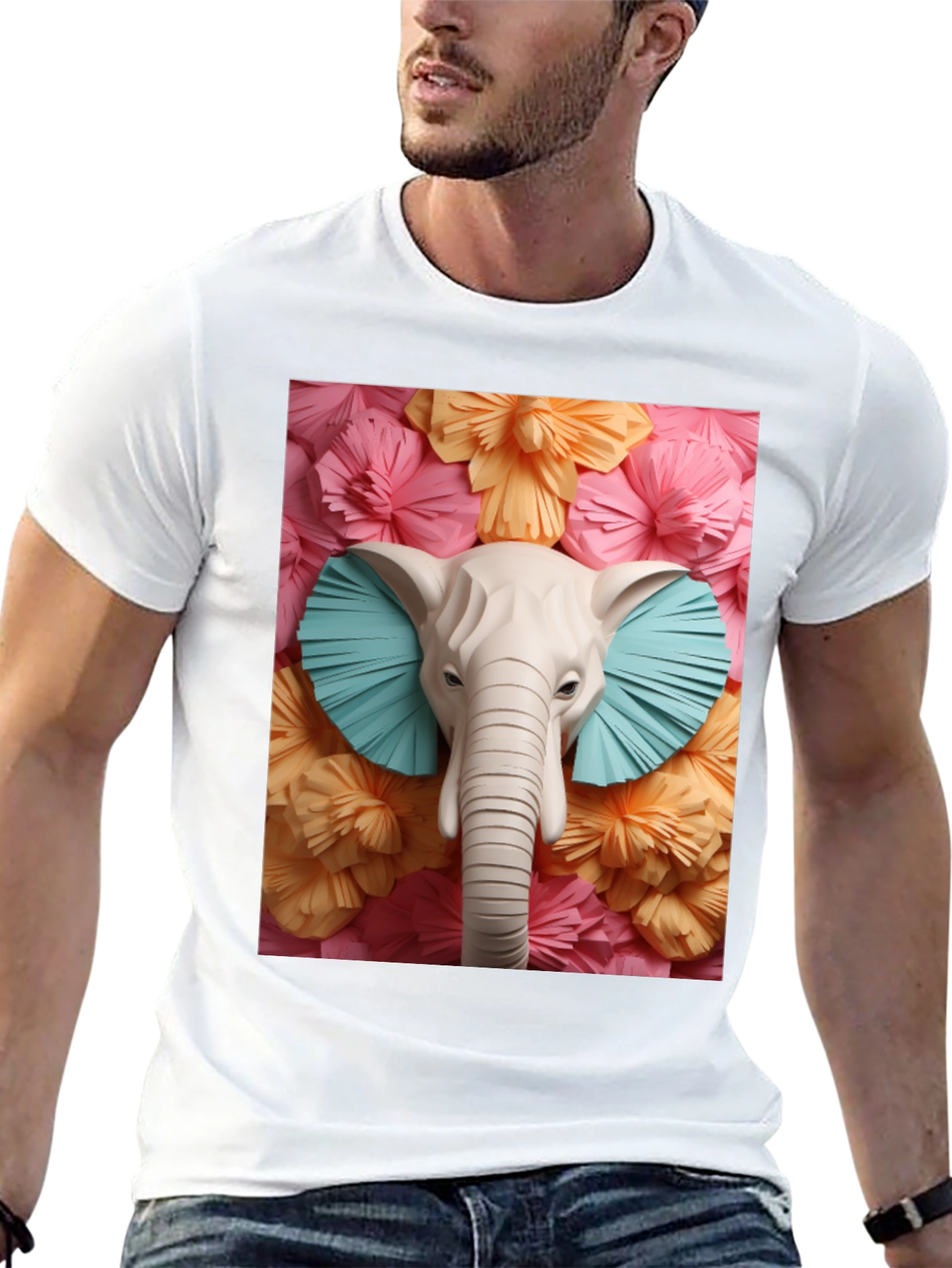 Elephant Floral Tee - Unique Graphic Print T-Shirt