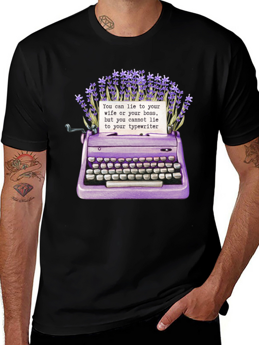 Typewriter & Lavender Graphic Tee - Writers Gift