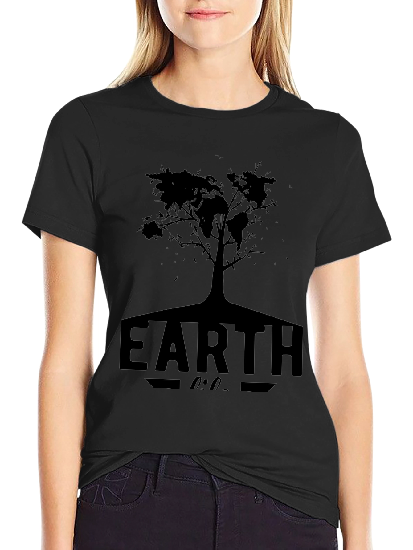 Earth Tree Graphic T-Shirt - Black