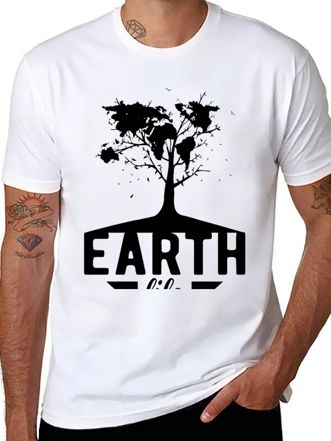 Earth Tree Graphic T-Shirt - Black
