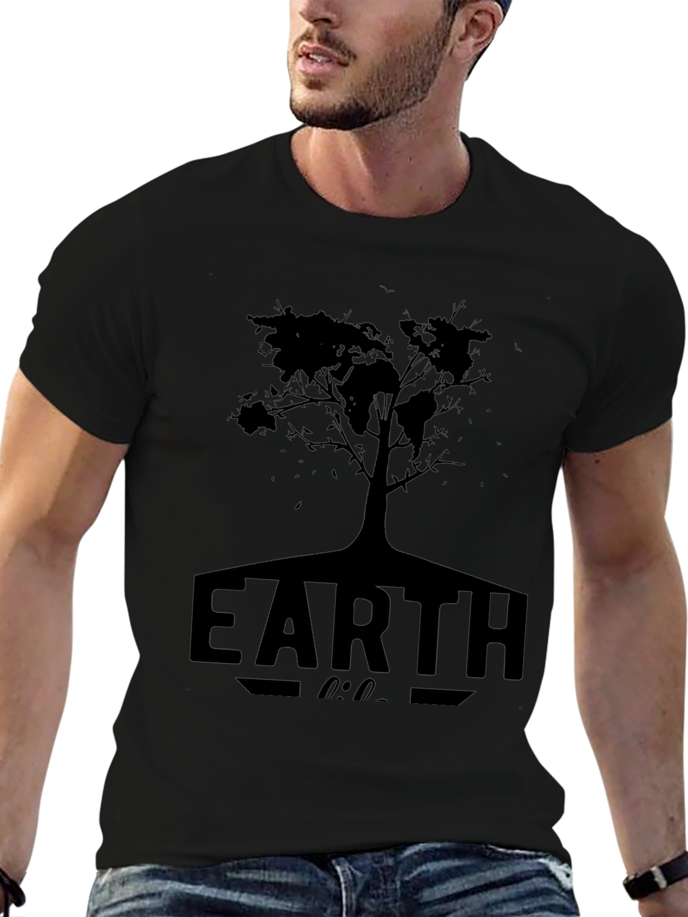 Earth Tree Graphic T-Shirt - Black