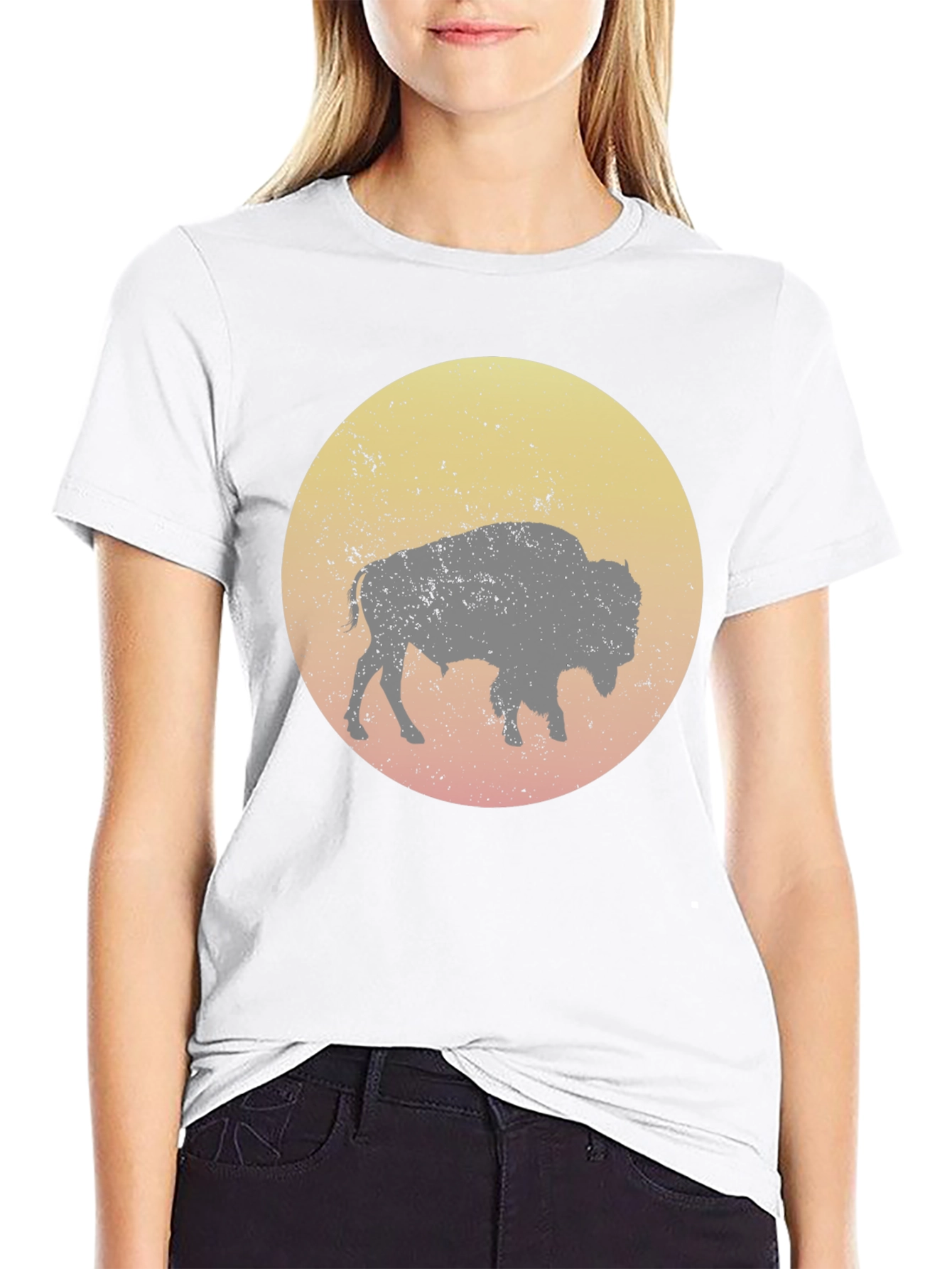 Bison Silhouette Graphic T-Shirt - Black