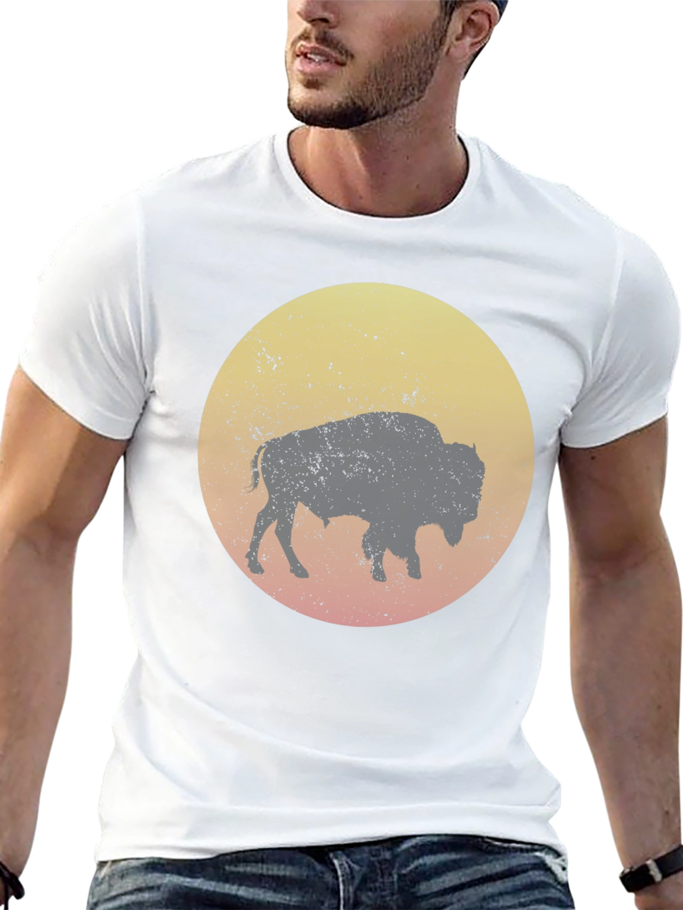Bison Silhouette Graphic T-Shirt - Black