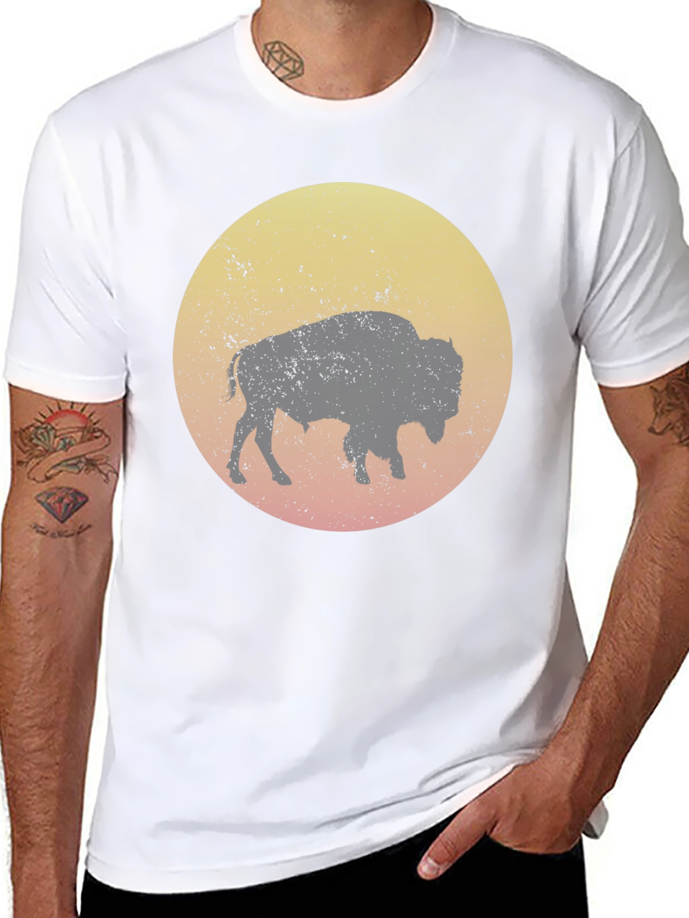 Bison Silhouette Graphic T-Shirt - Black