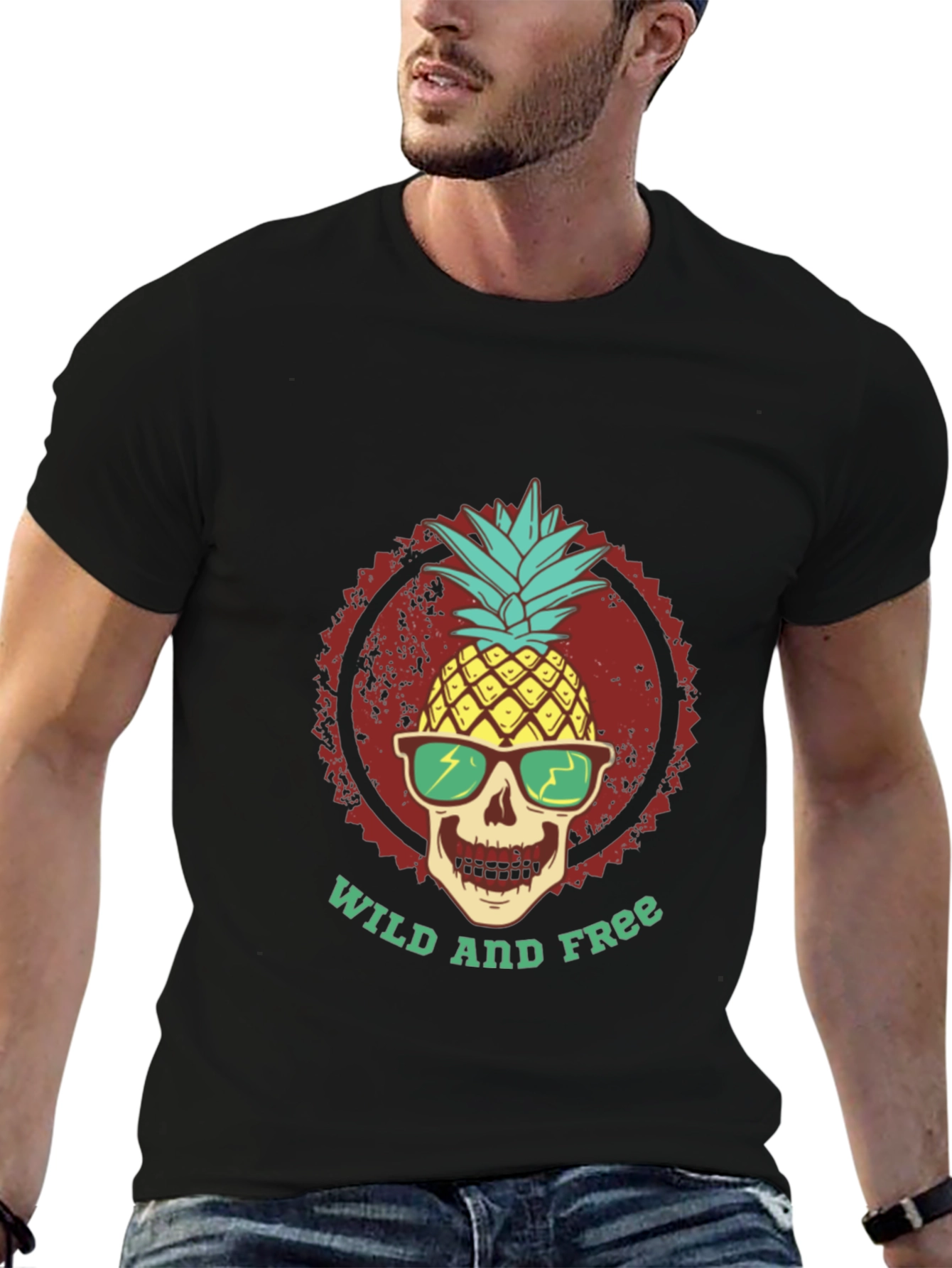 Wild and Free Pineapple Skull Tee