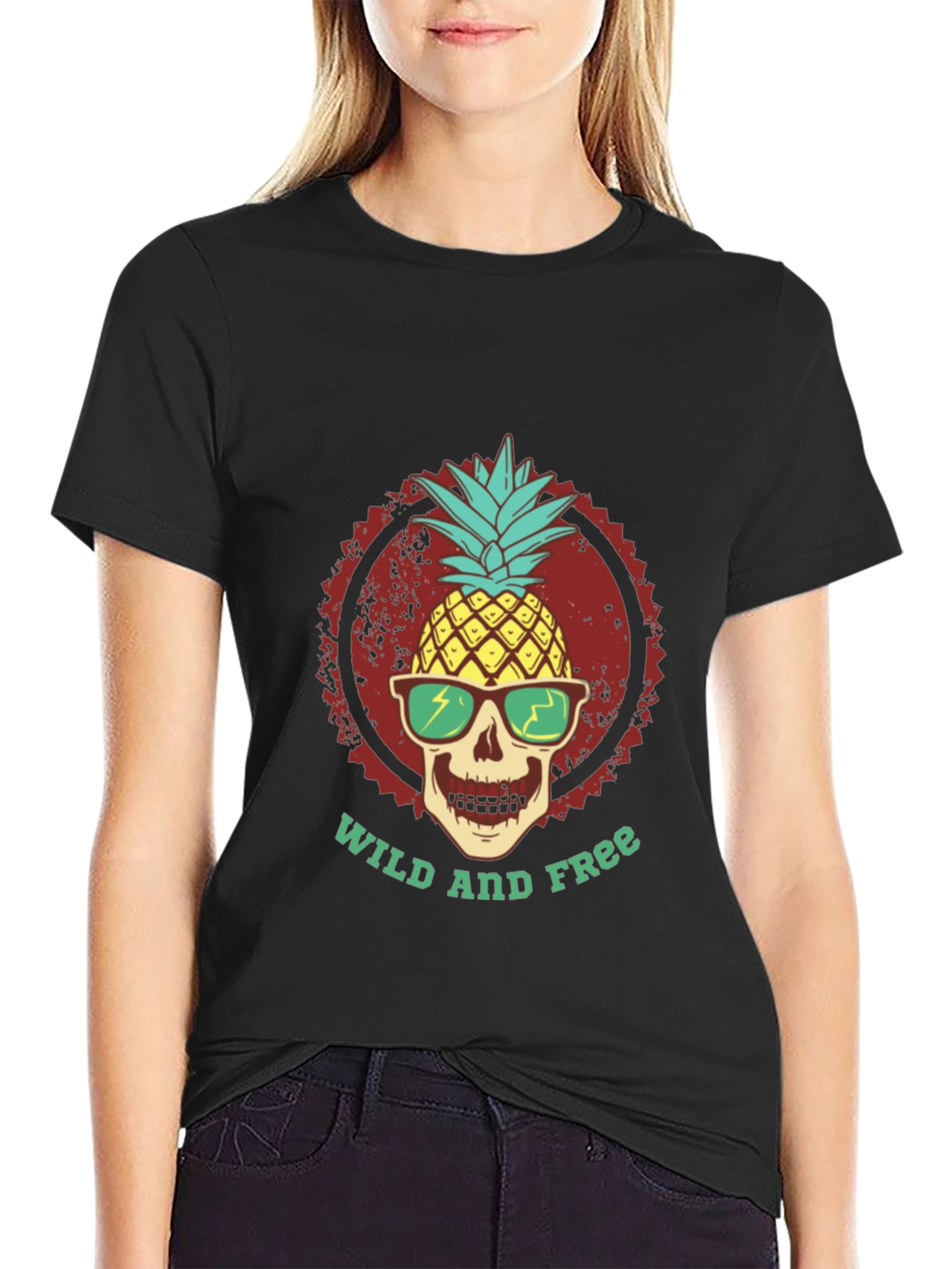 Wild and Free Pineapple Skull Tee