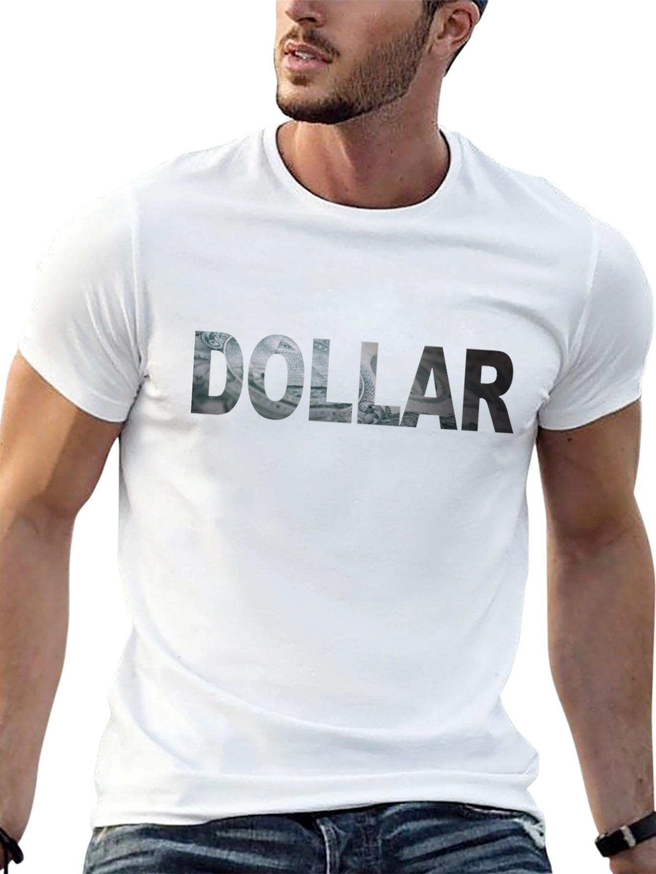 Dollar Bill Graphic Print Black T-Shirt