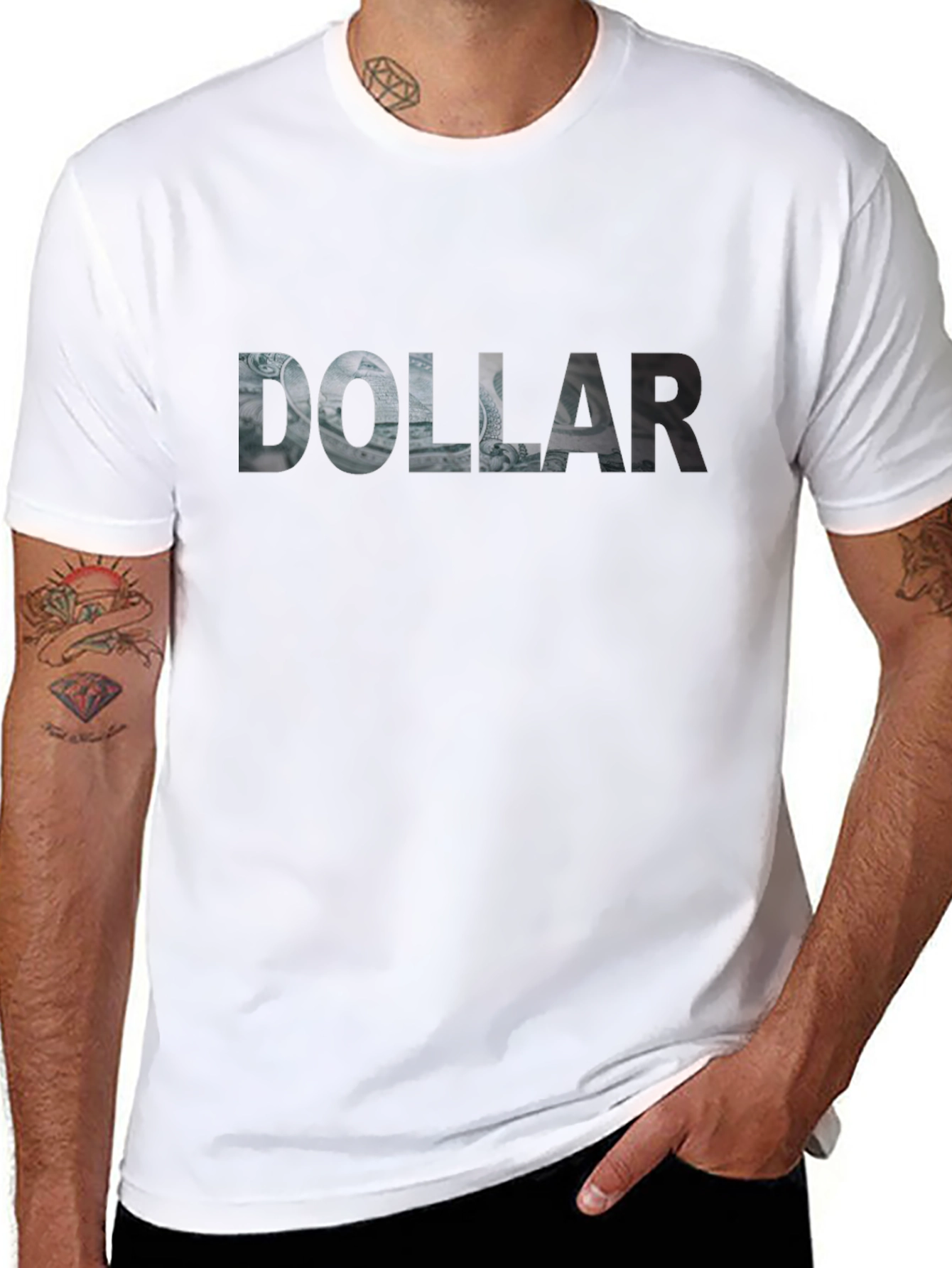 Dollar Bill Graphic Print Black T-Shirt