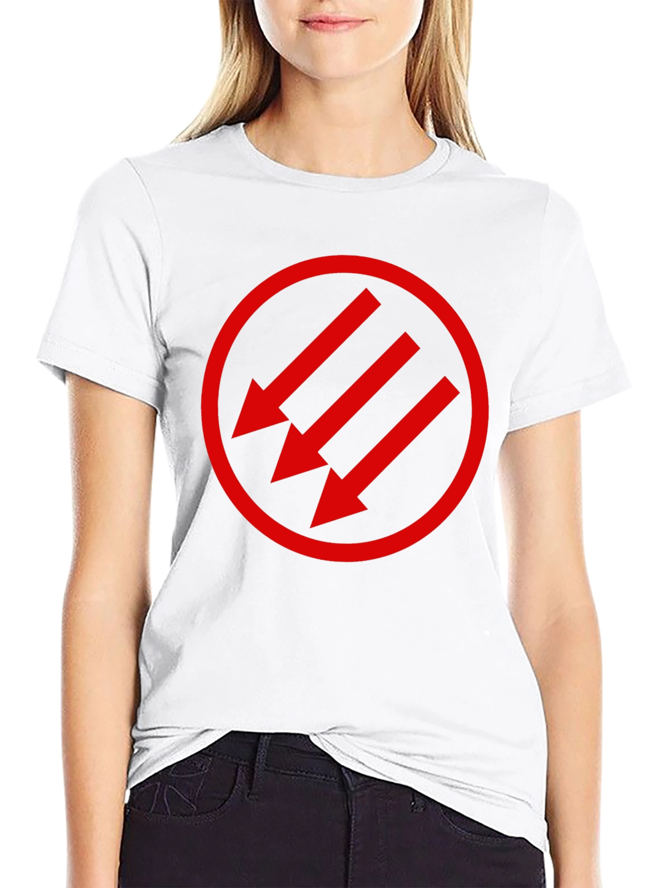 Black T-Shirt with Red Circle Arrow Design
