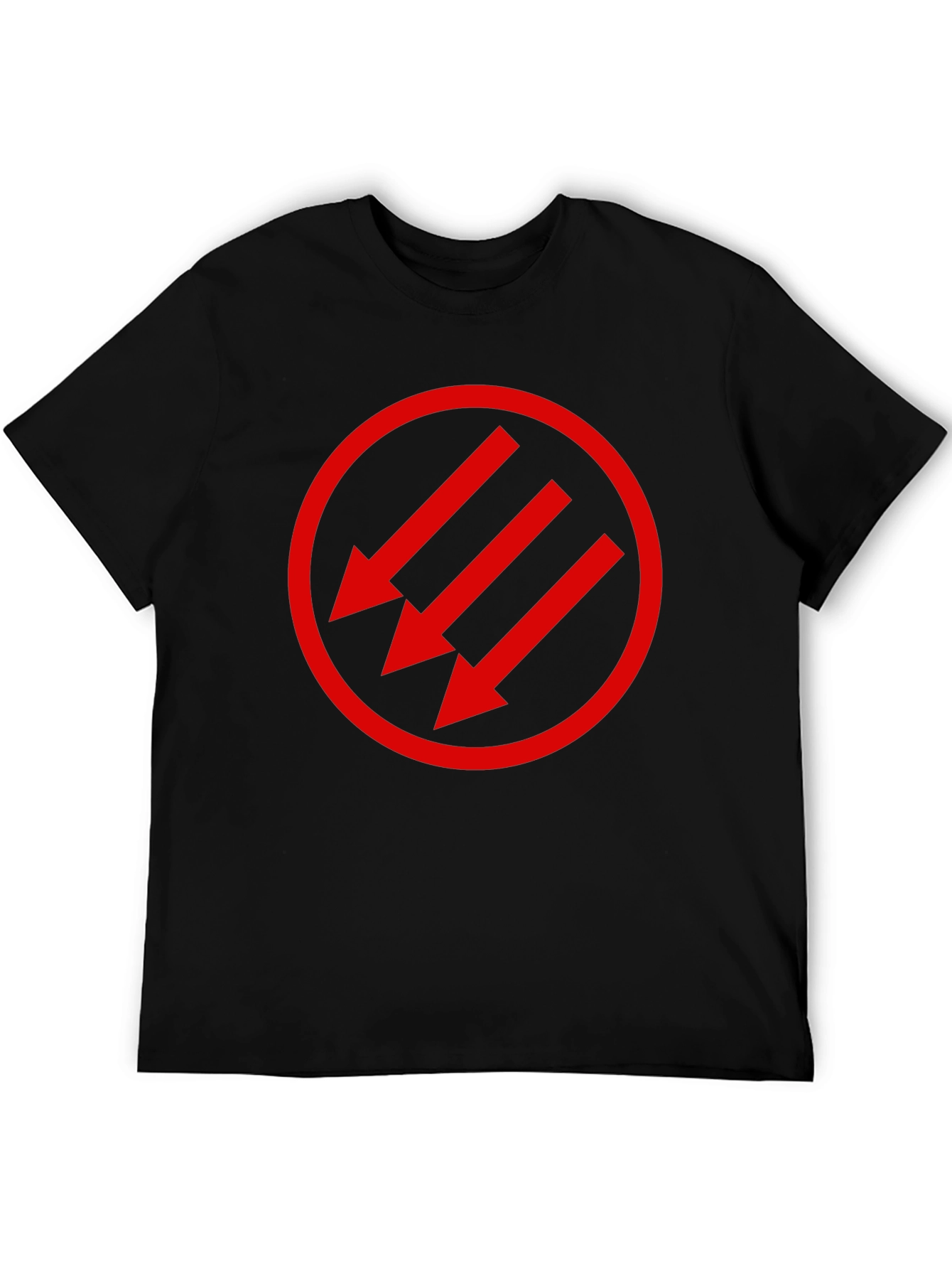 Black T-Shirt with Red Circle Arrow Design