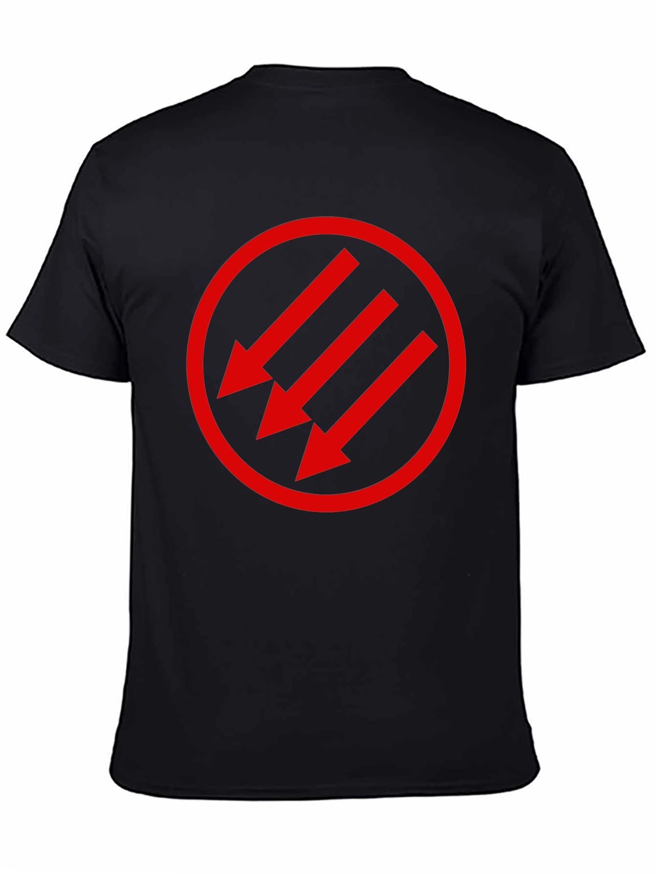 Black T-Shirt with Red Circle Arrow Design