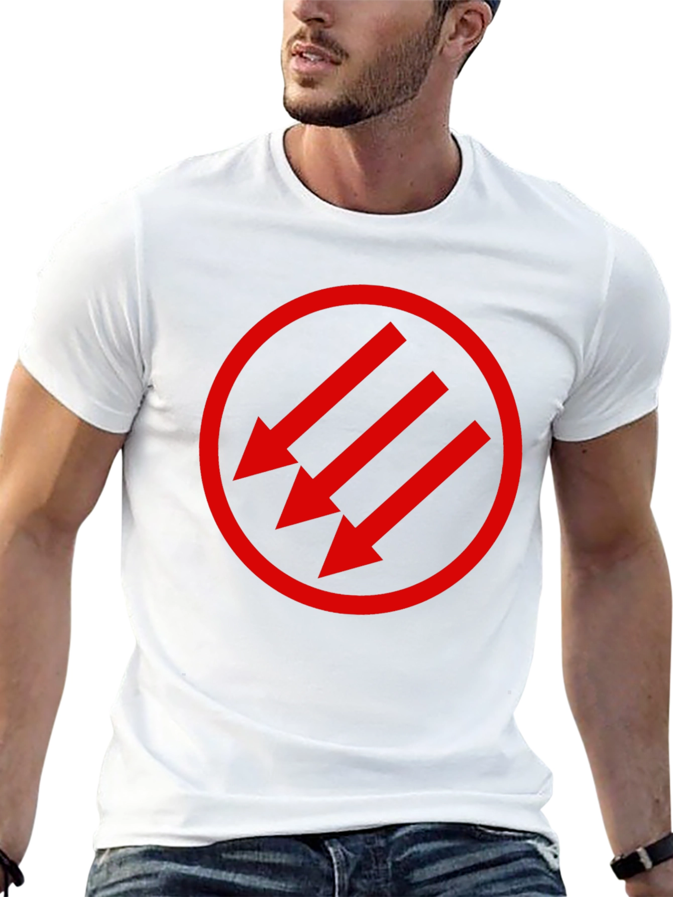 Black T-Shirt with Red Circle Arrow Design