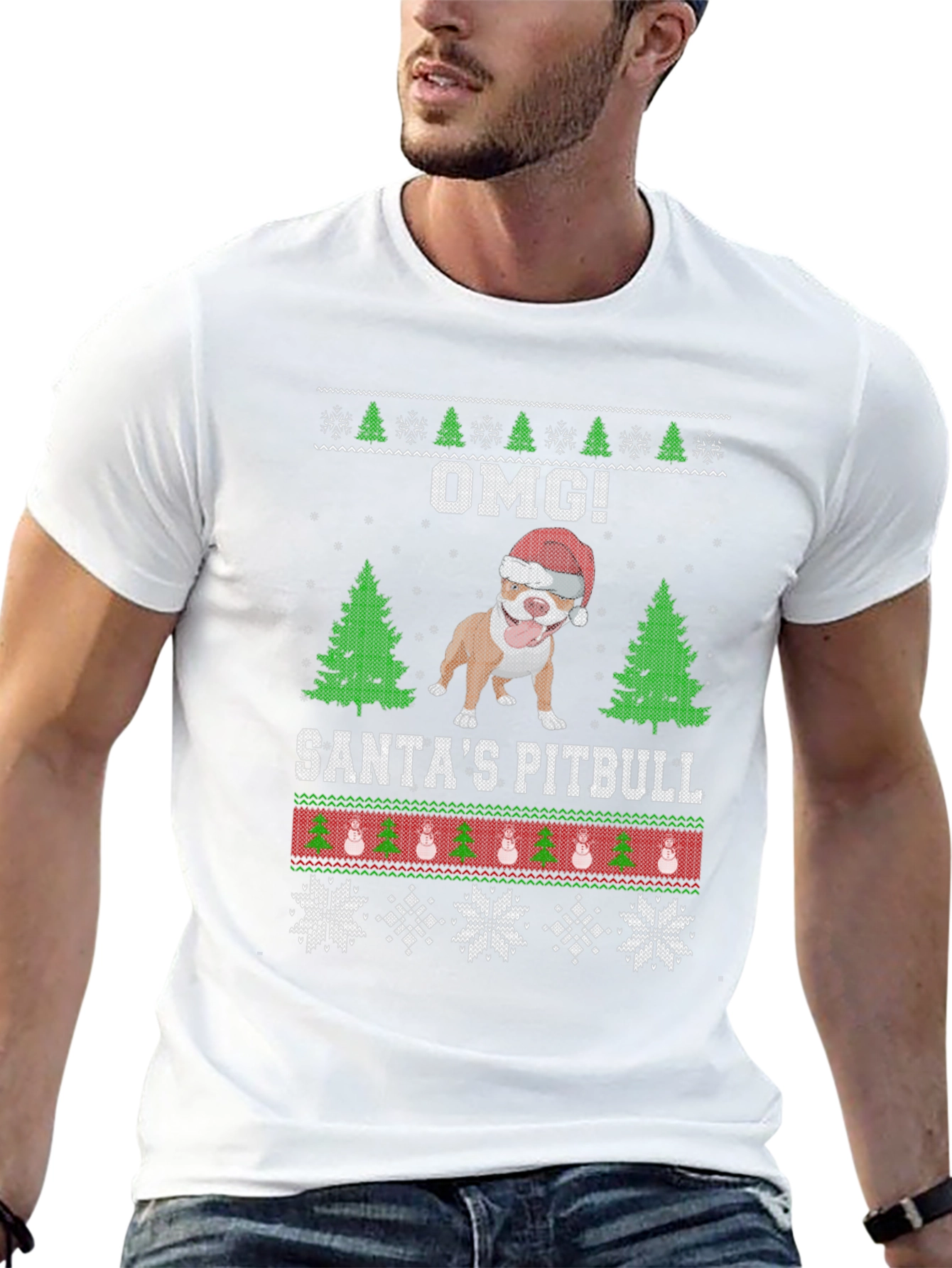 OMG! Santas Pitbull Christmas T-Shirt
