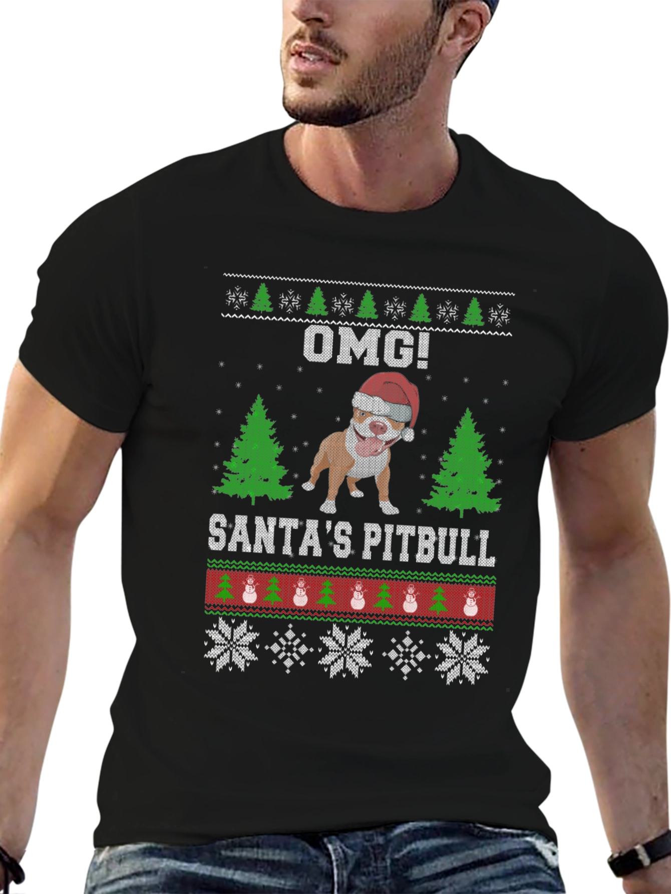 OMG! Santas Pitbull Christmas T-Shirt
