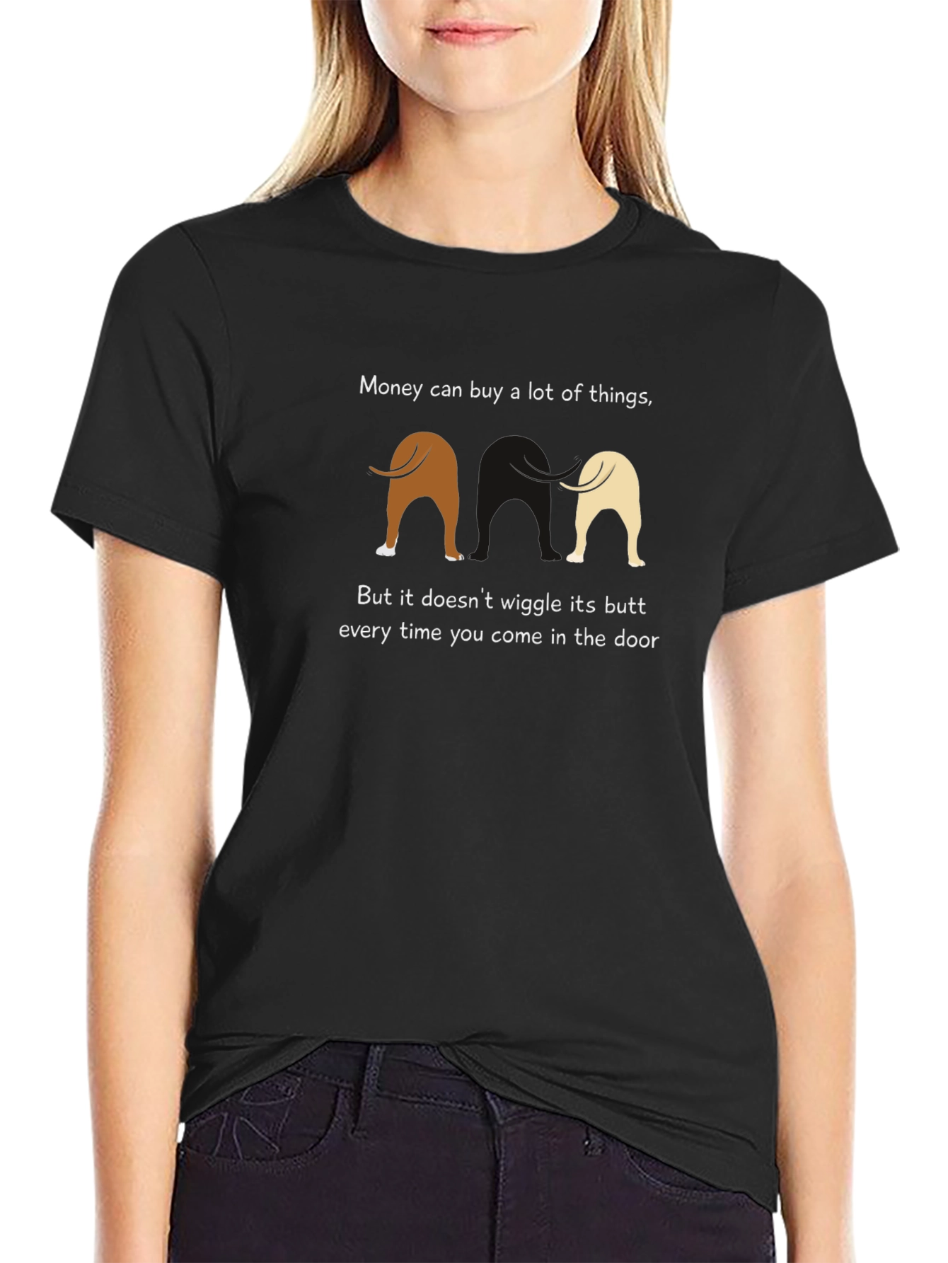 Funny Dog Butt Wiggle Graphic T-Shirt