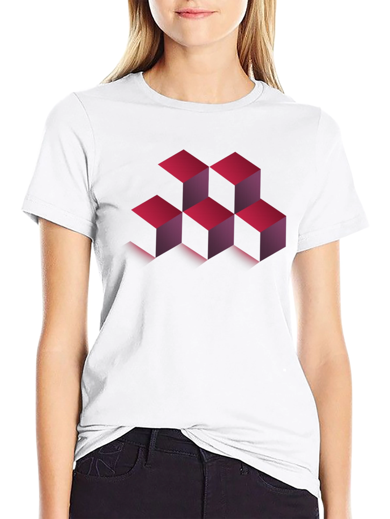 Geometric Cube Design T-Shirt - Modern Style