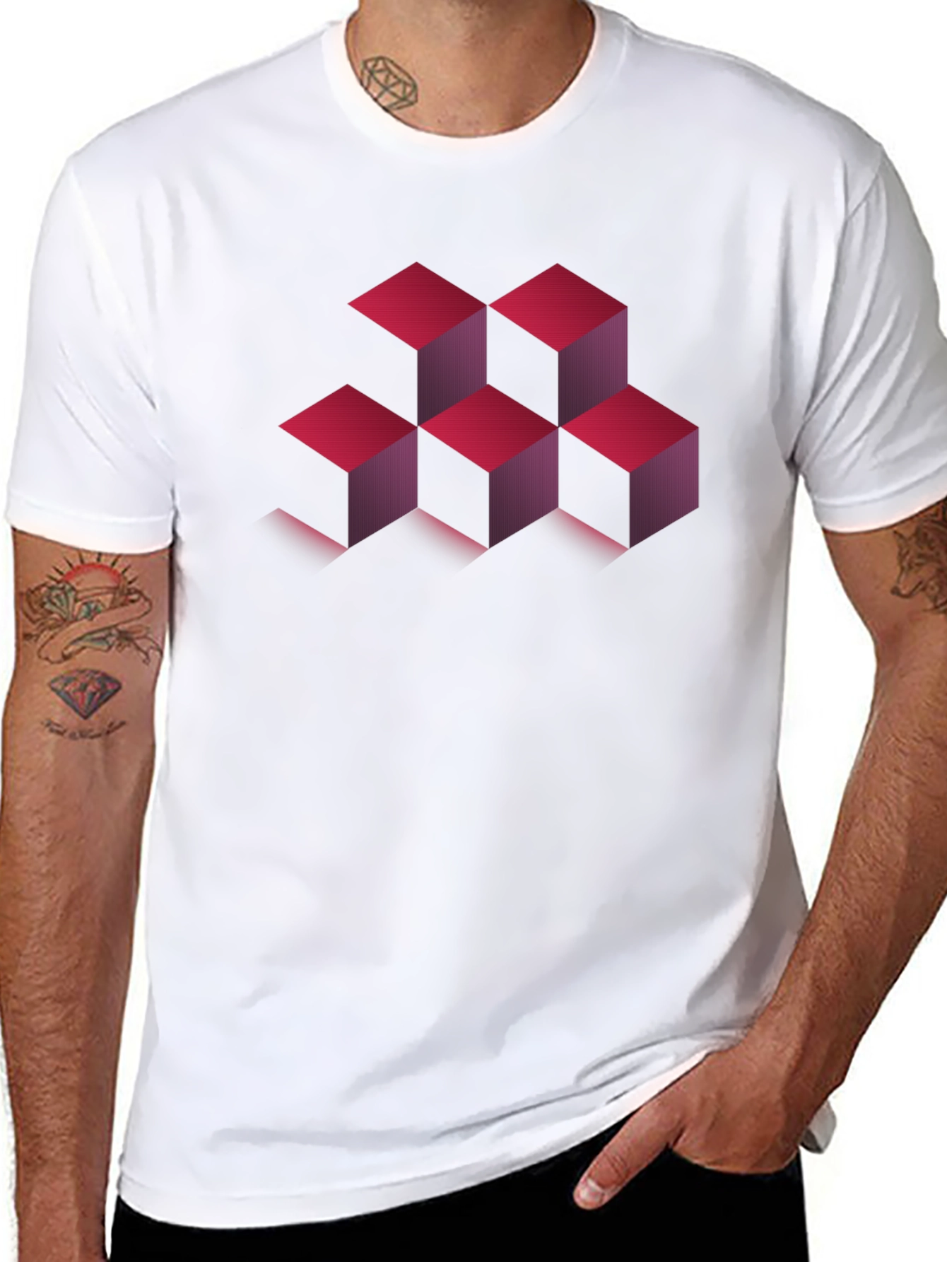 Geometric Cube Design T-Shirt - Modern Style