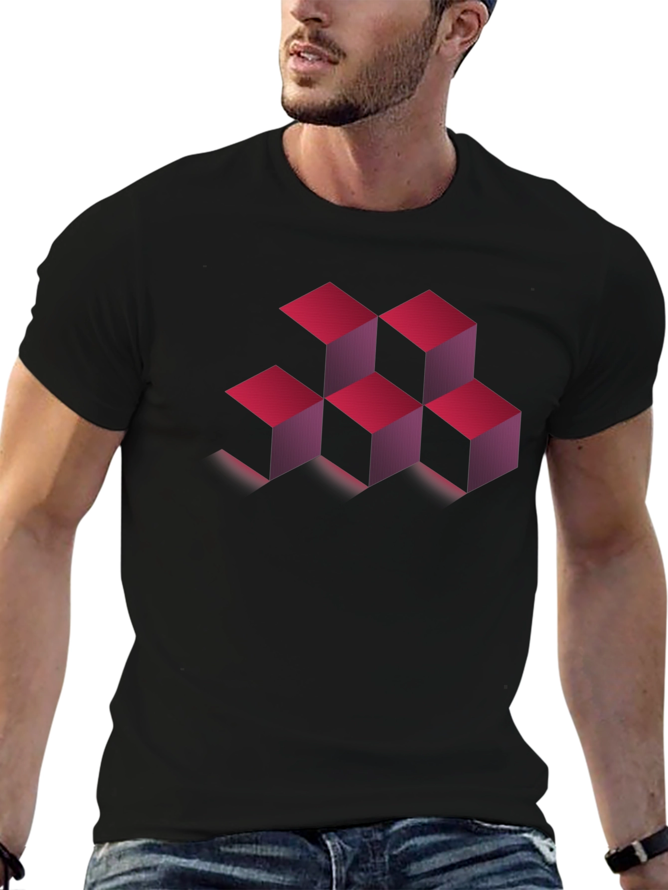Geometric Cube Design T-Shirt - Modern Style