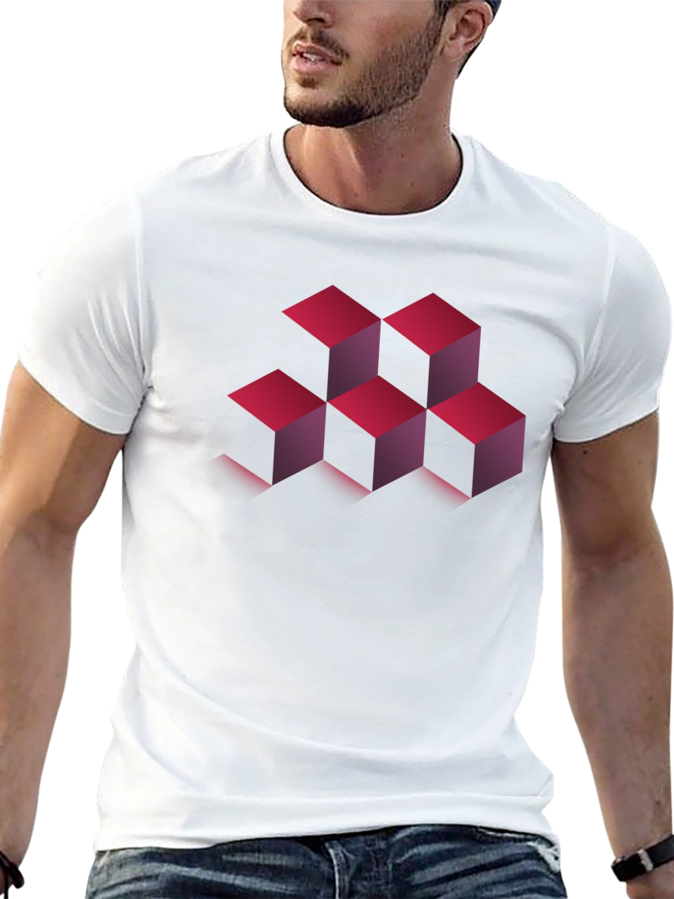 Geometric Cube Design T-Shirt - Modern Style