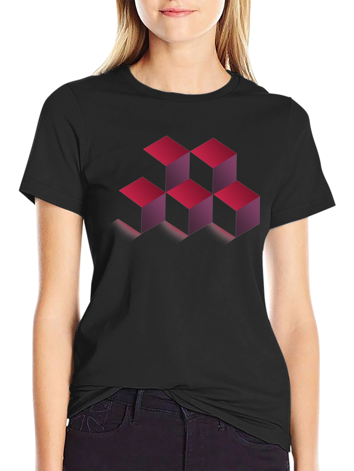 Geometric Cube Design T-Shirt - Modern Style