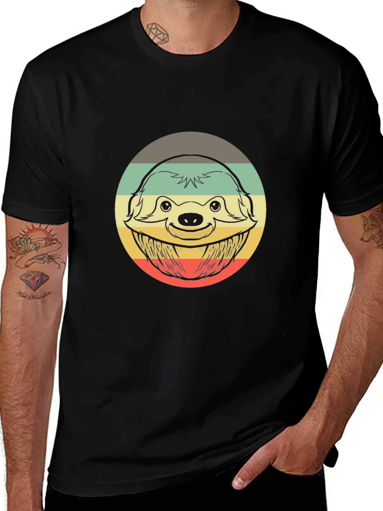 Retro Sloth Graphic T-Shirt - Casual Comfort